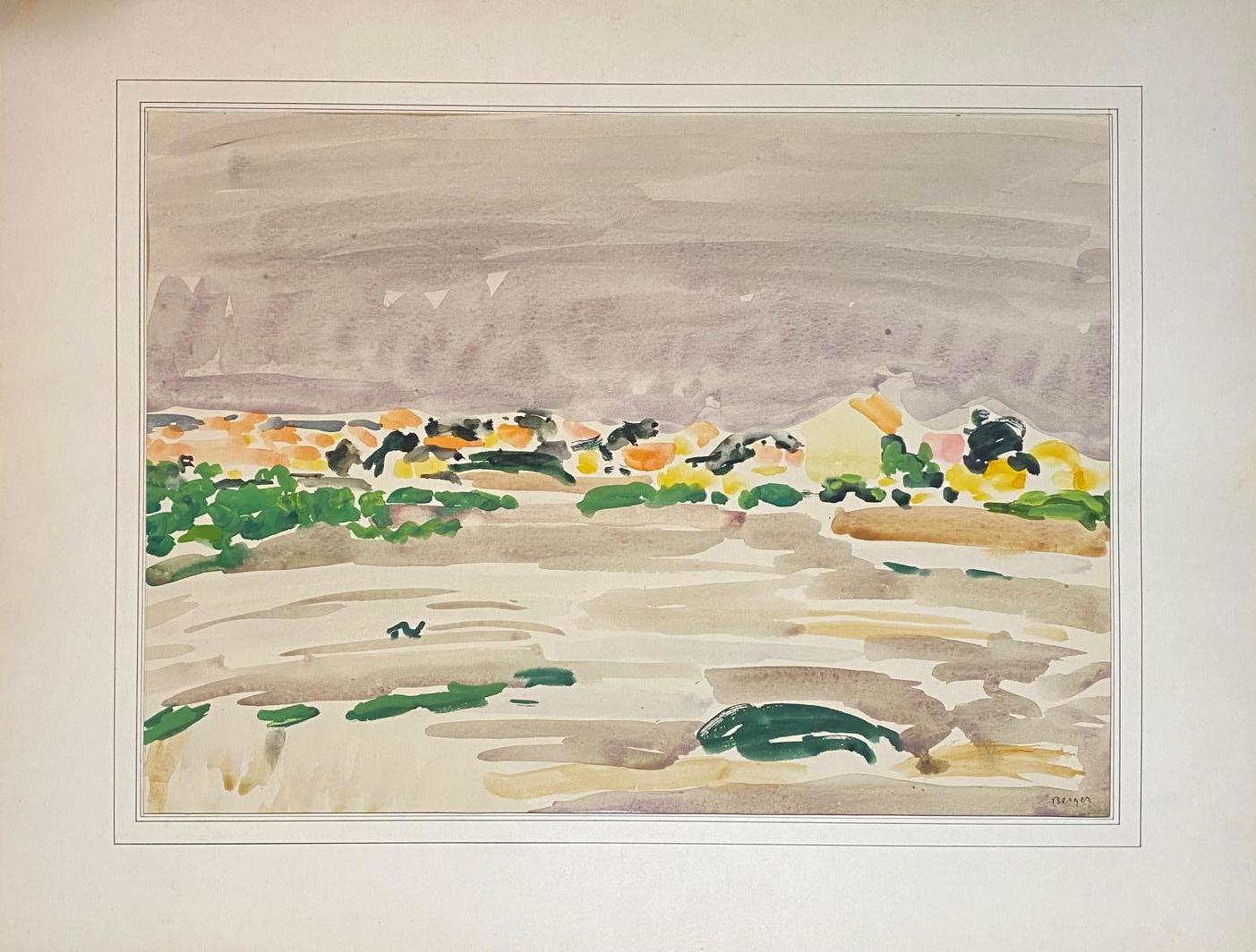 Paysage de Provence par Hans Berger - Aquarelle sur papier 36x50 cm 1