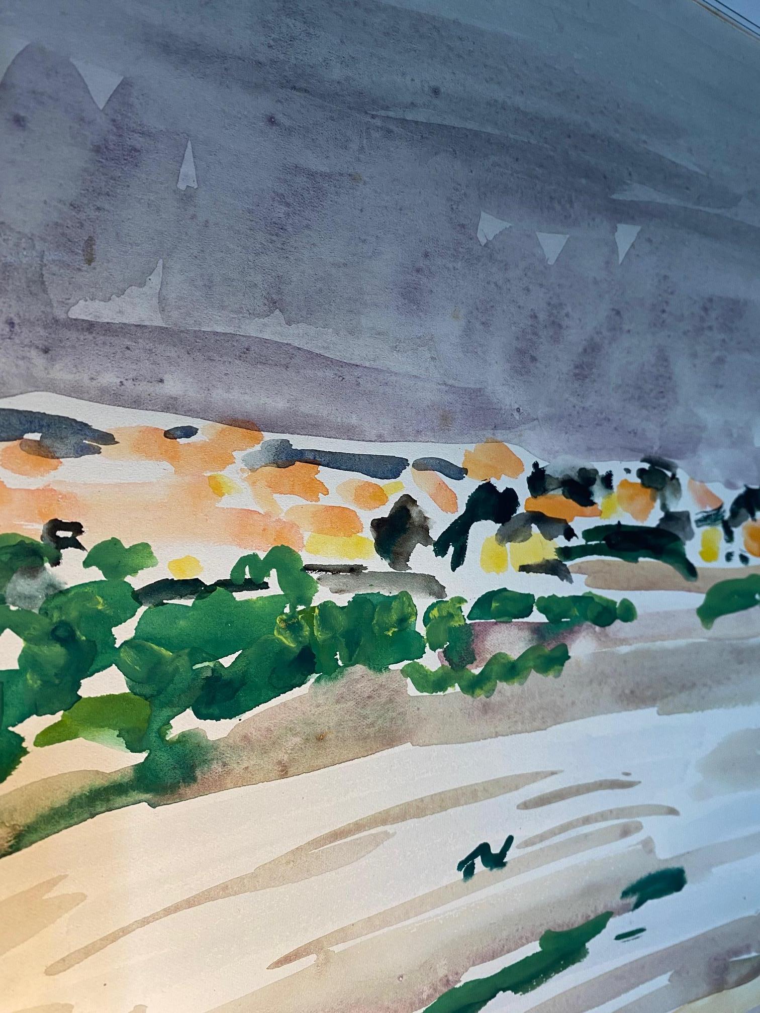 Paysage de Provence par Hans Berger - Aquarelle sur papier 36x50 cm 2