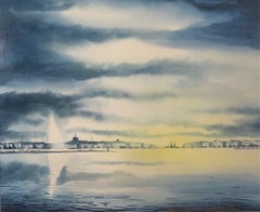 "Jet d'eau, Ginebra" de Jacques Tornare - Acuarela 50x60 cm