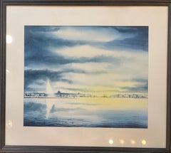 "Jet d'eau, Geneva" de Jacques Tornare - Aquarelle 50x60 cm