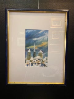 "Cathédrale St-Pierre under the snow" by Jacques Tornare - Watercolor 17x27 cm
