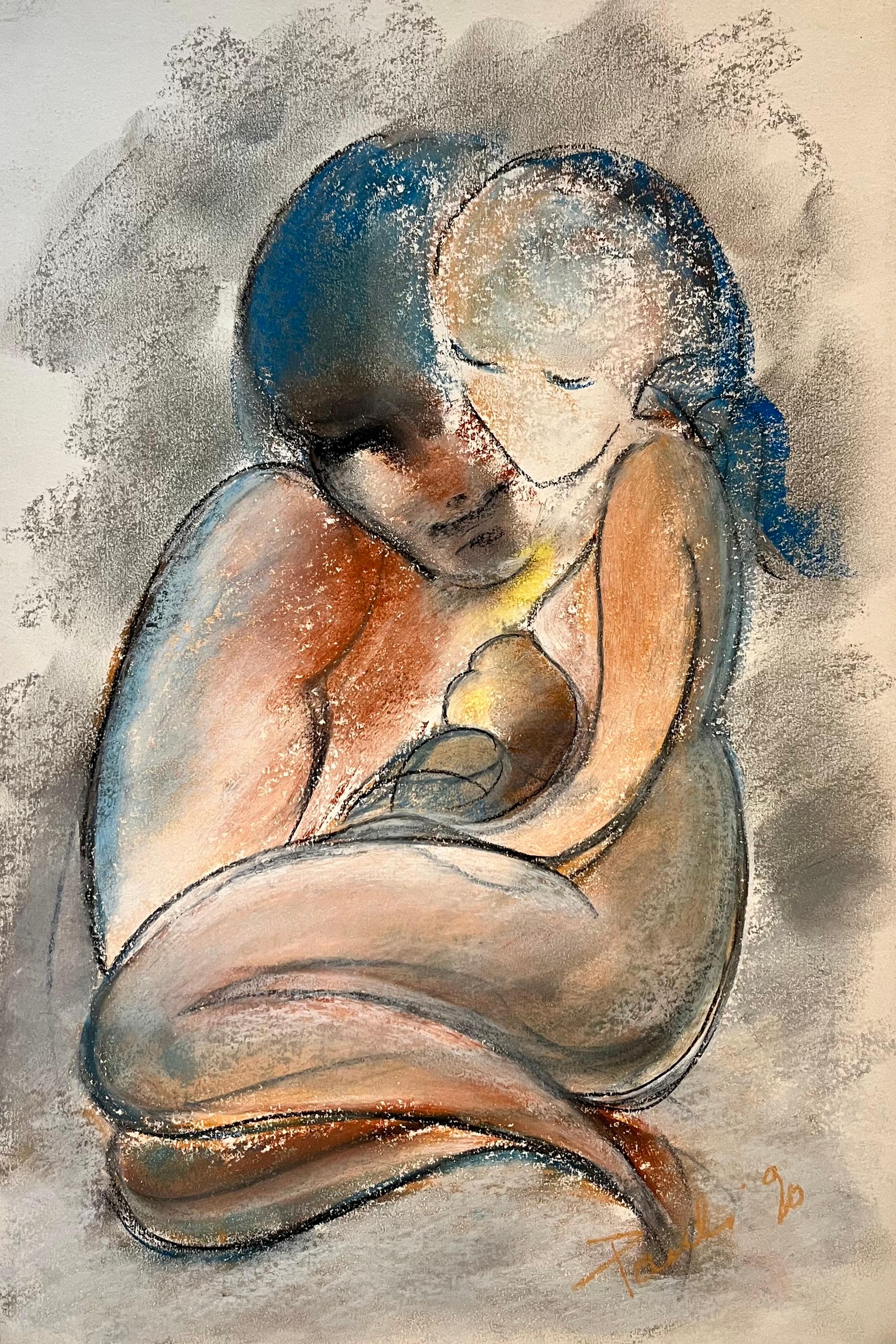 "Family" by Gilbert Pauli - Pastel on Paper - 48x32 cm