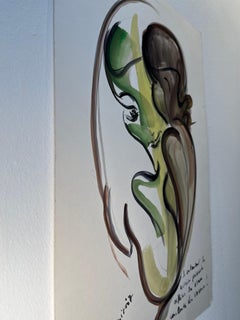 "Méfiance du Miroir" by Gilbert Pauli - Watercolor - 48x32 cm