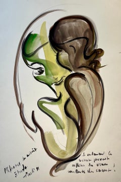 "Méfiance du Miroir" by Gilbert Pauli - Watercolor - 48x32 cm