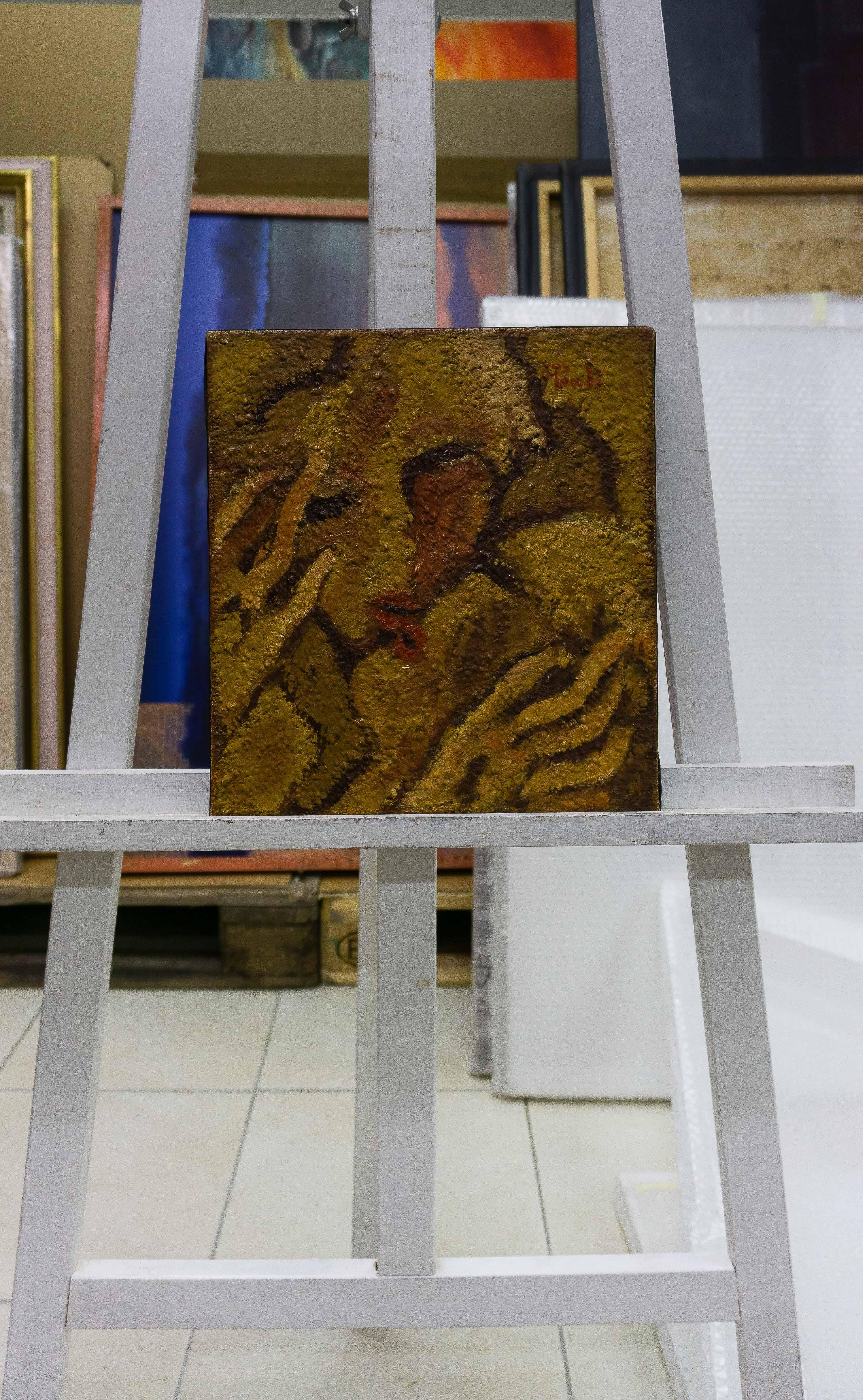 The mimi von Gilbert Pauli - Öl auf Leinwand 30x27 cm im Angebot 1