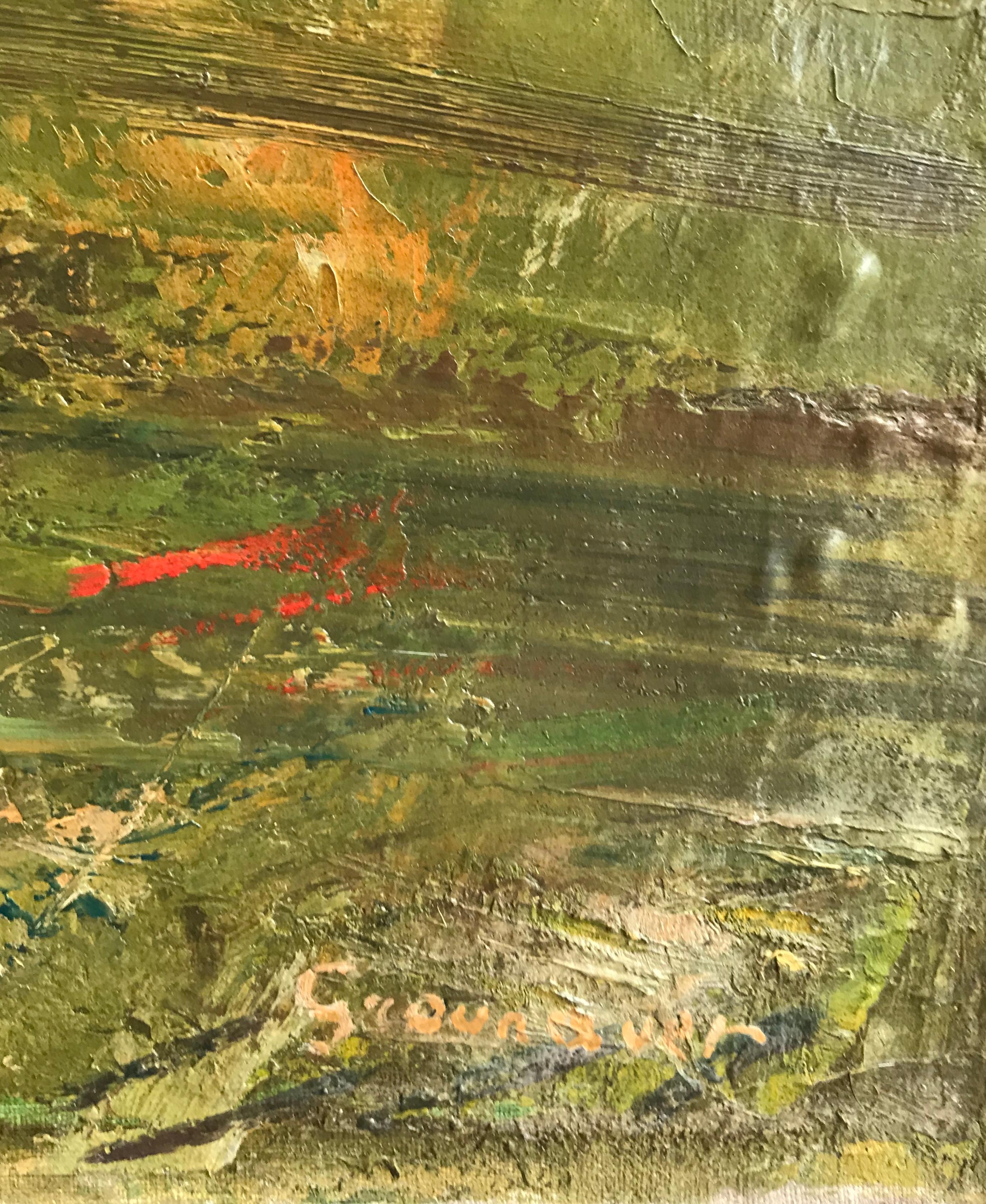 Landschaft von Lucien Grounauer - Öl auf Leinwand 100x82 cm im Angebot 2