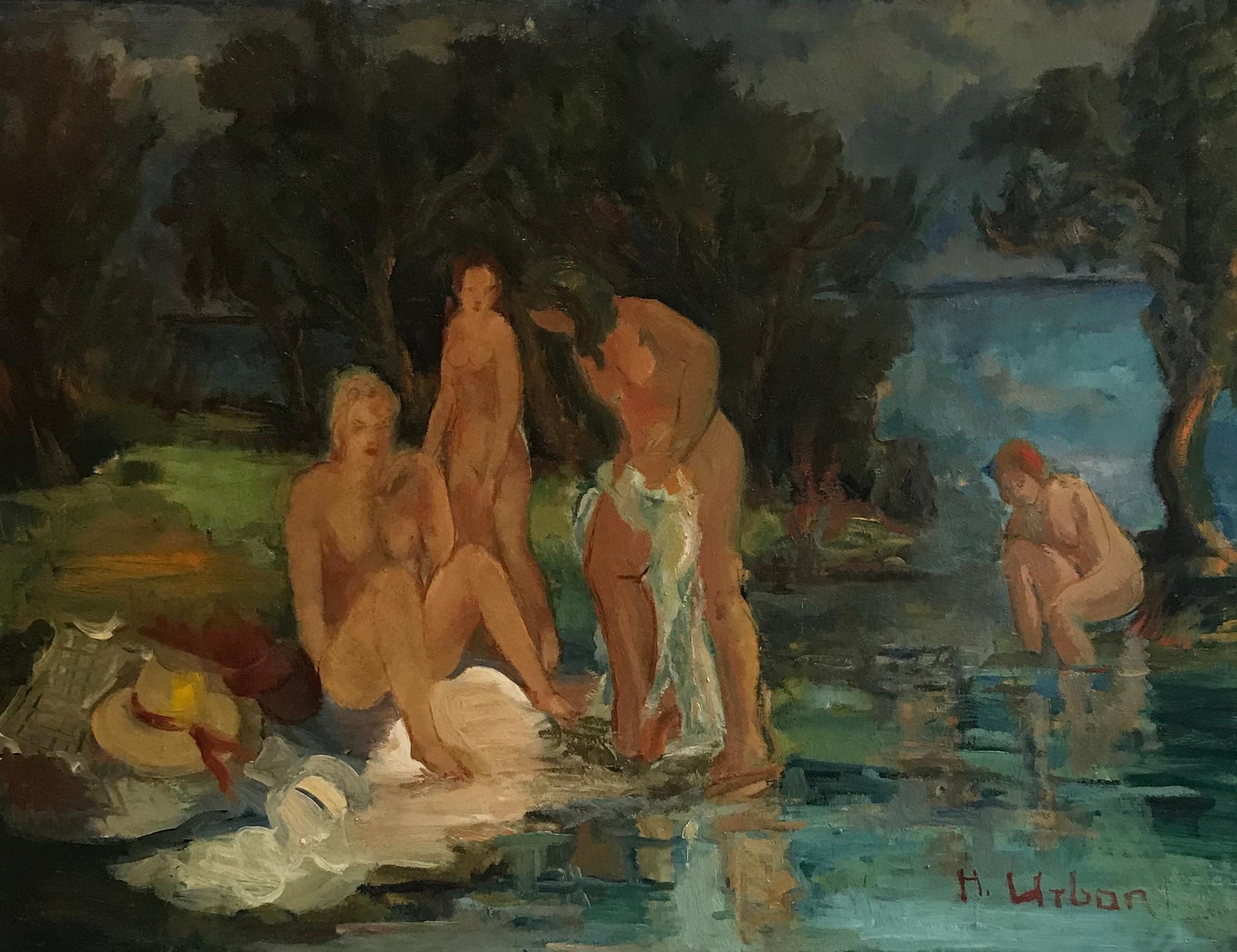Harry Urban Nude Painting - Swimmers