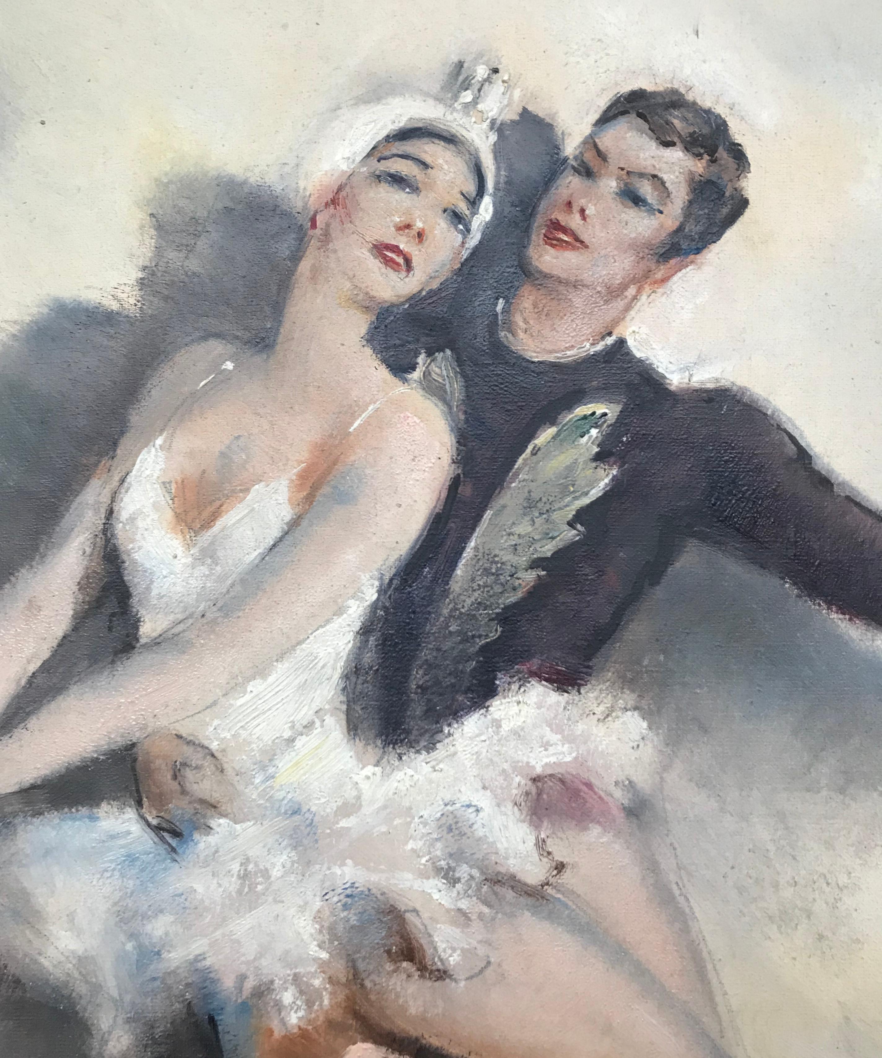 Opera dancers - Art Deco Painting by César Vilot