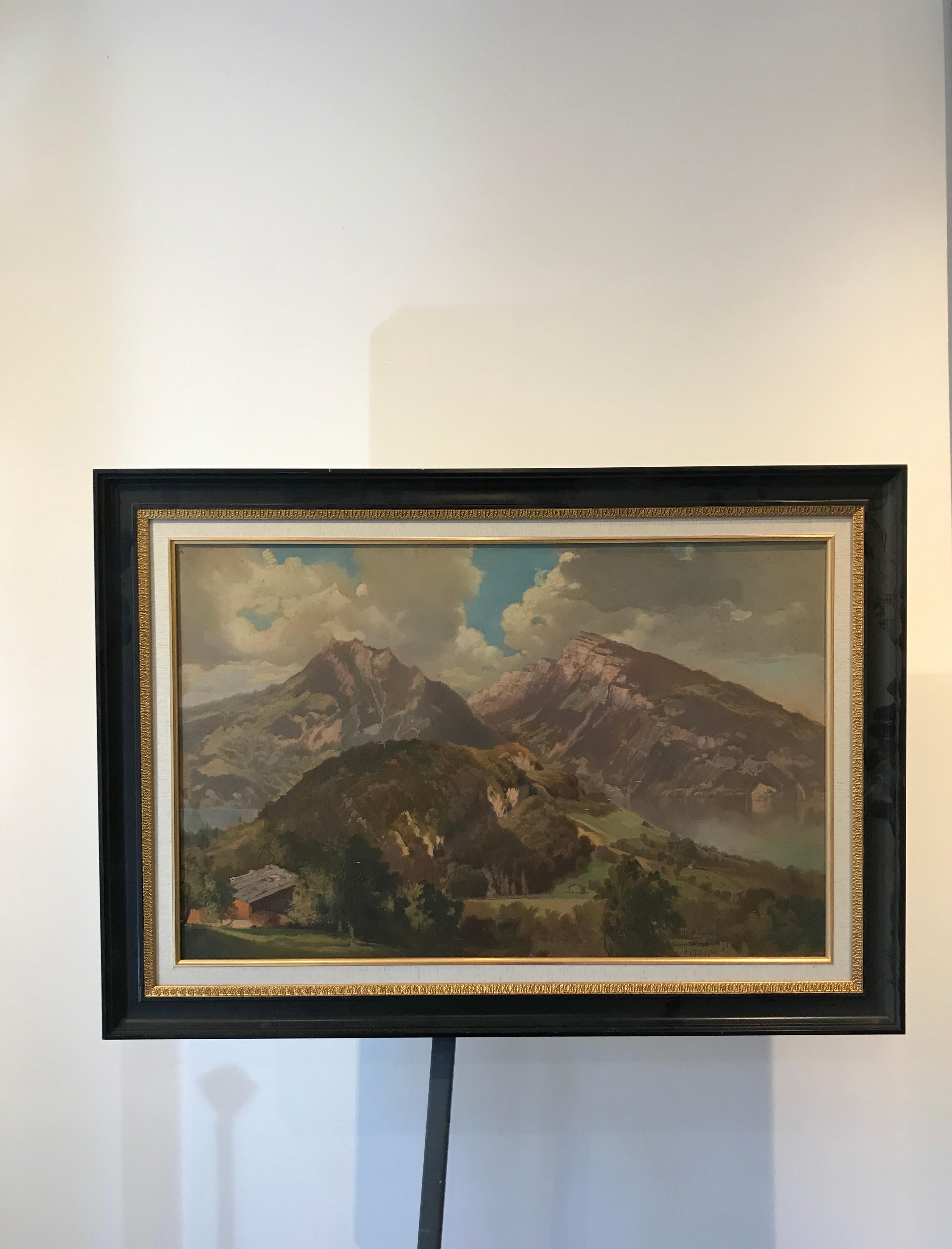 Colline et montagnes -  Hill and mountains - Painting by Carl Fuchs