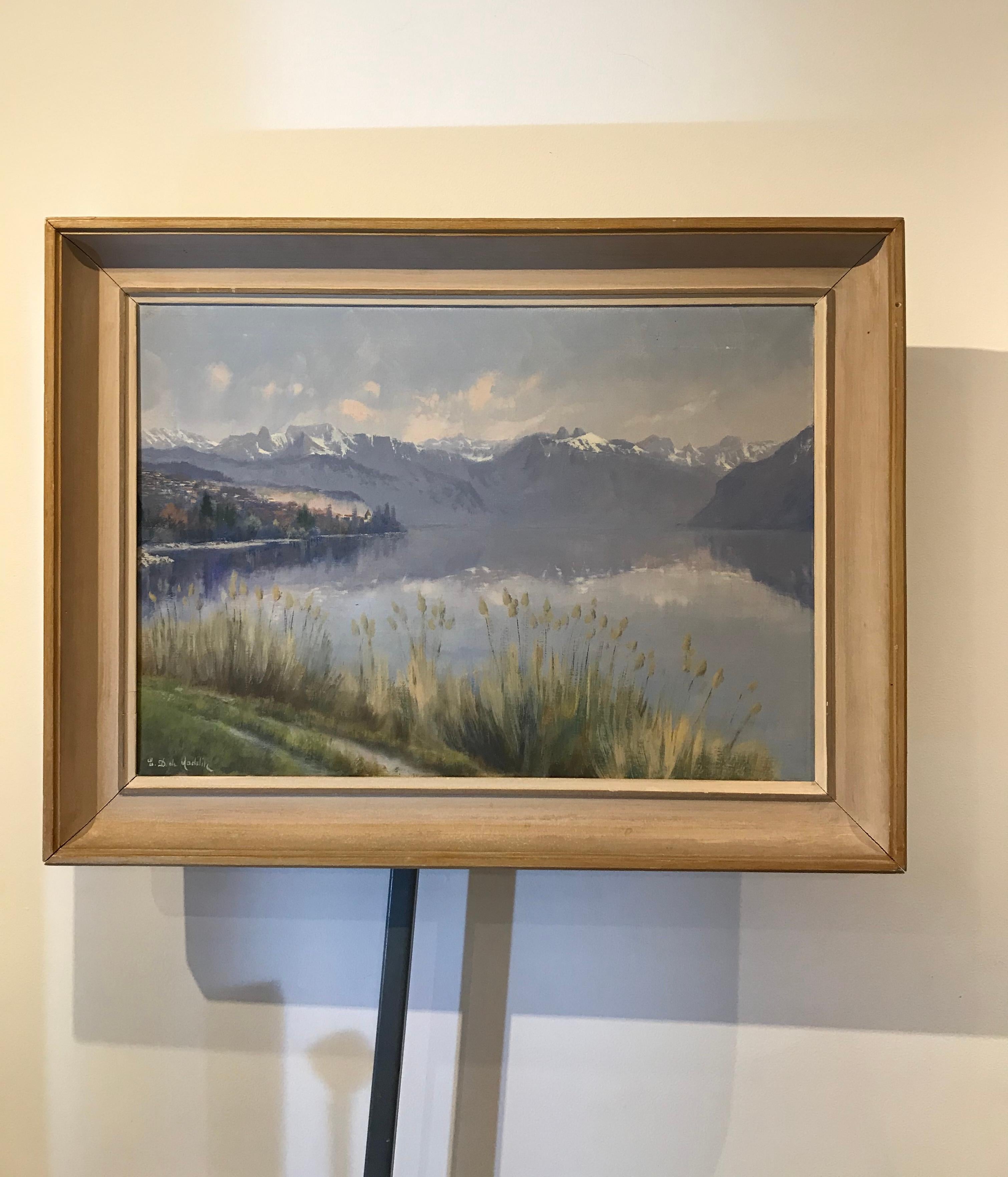 Lac Léman en hiver - Lake Geneva in winter - Painting by Eugène Devaud De Madelin