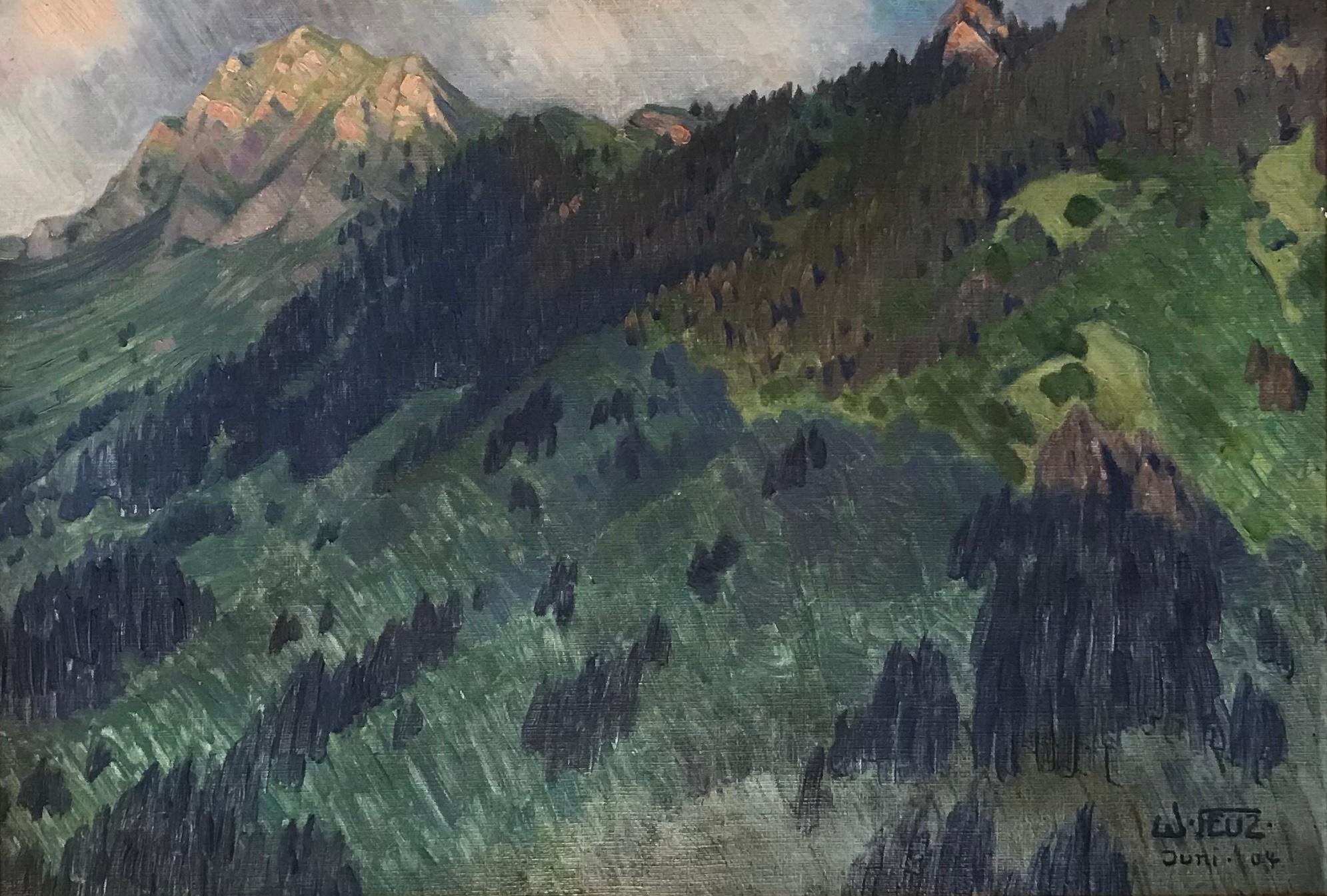 Werner Feuz Landscape Painting - Vue de montagnes - Mountain view