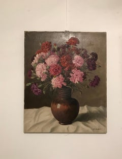 Bouquet di fiori di Albert Duplain - Olio su tela 45x55 cm