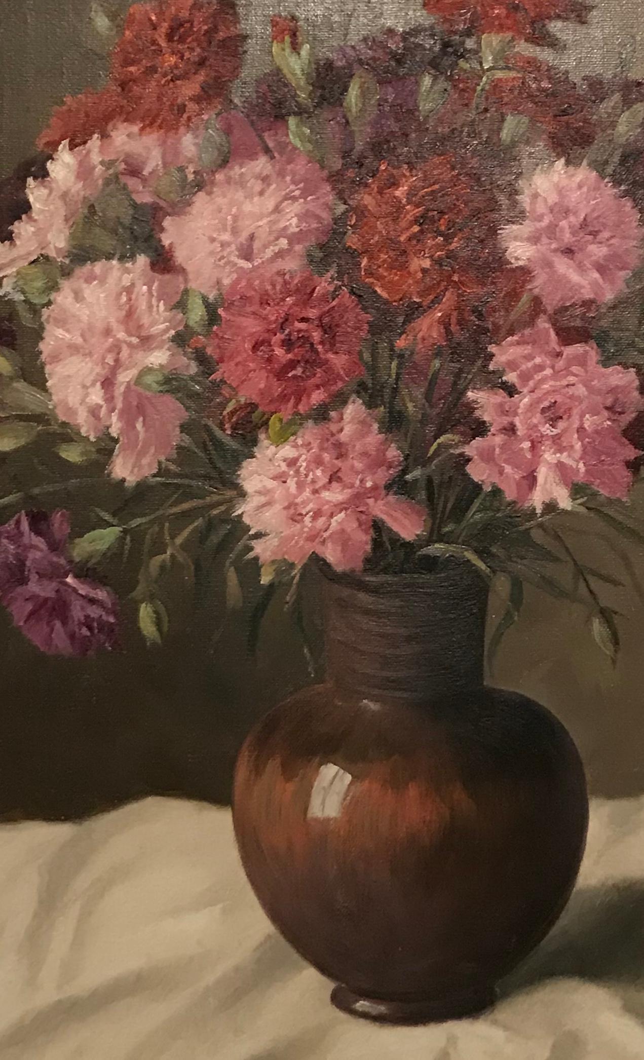 Bouquet of flowers by Albert Duplain - Oil on canvas 45x55 cm For Sale 1