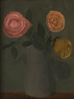 Bouquet of roses in gray vase