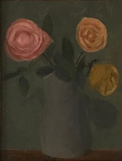Bouquet de roses dans un vase gris