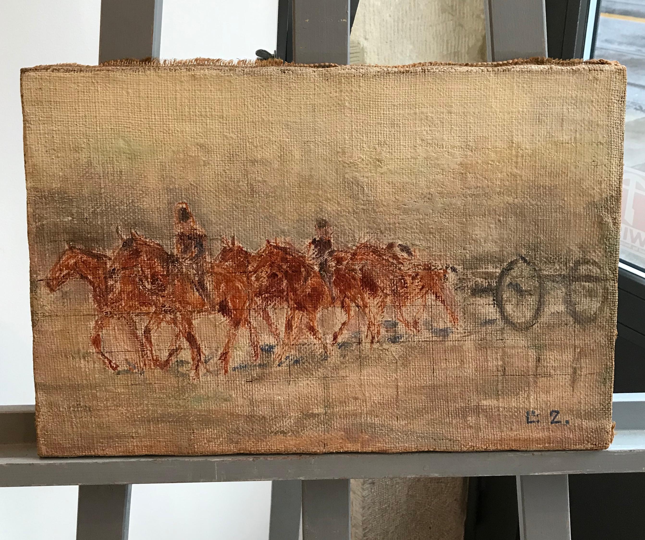 Horses race - Painting by Louis Henri Salzmann
