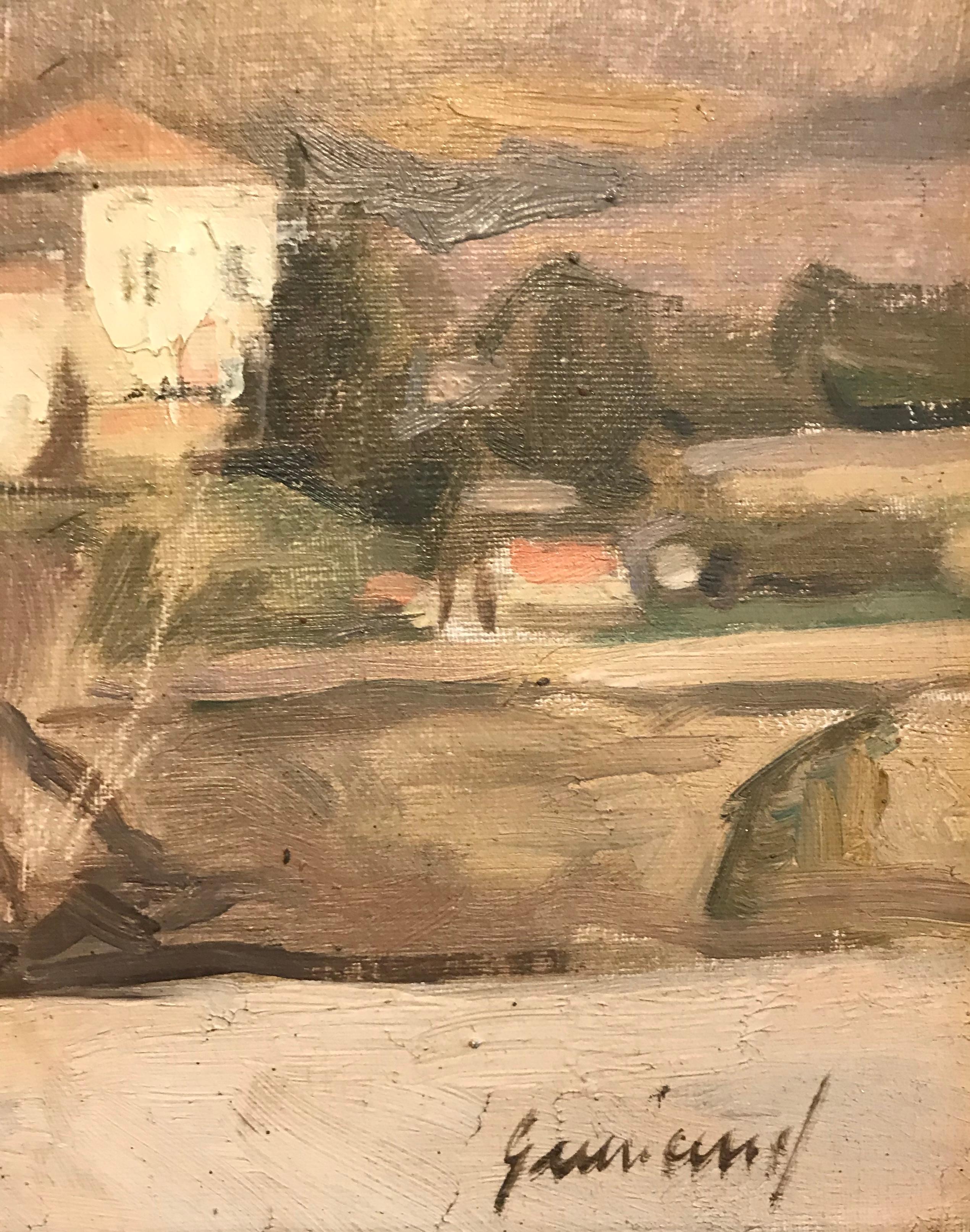 Landschaft auf dem Lande in Sanary von René Guinand - Öl auf Leinwand 22x27 cm im Angebot 2