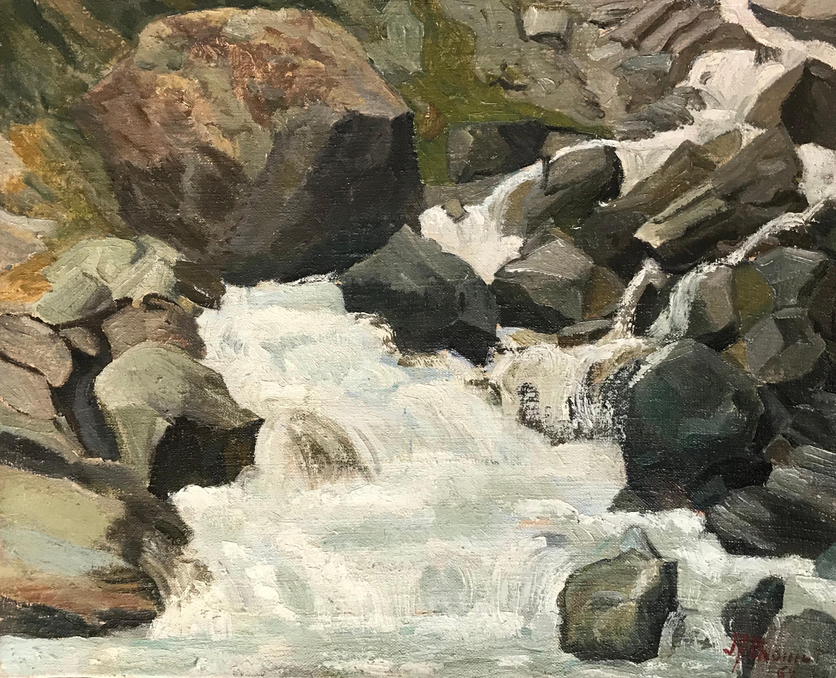Jean F. Chomel Landscape Painting - Le Trift, Zermatt by Jean François Chomel - Oil on canvas