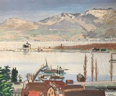 Vintage Paysage lacustre et montagnes - Lake landscape and mountains