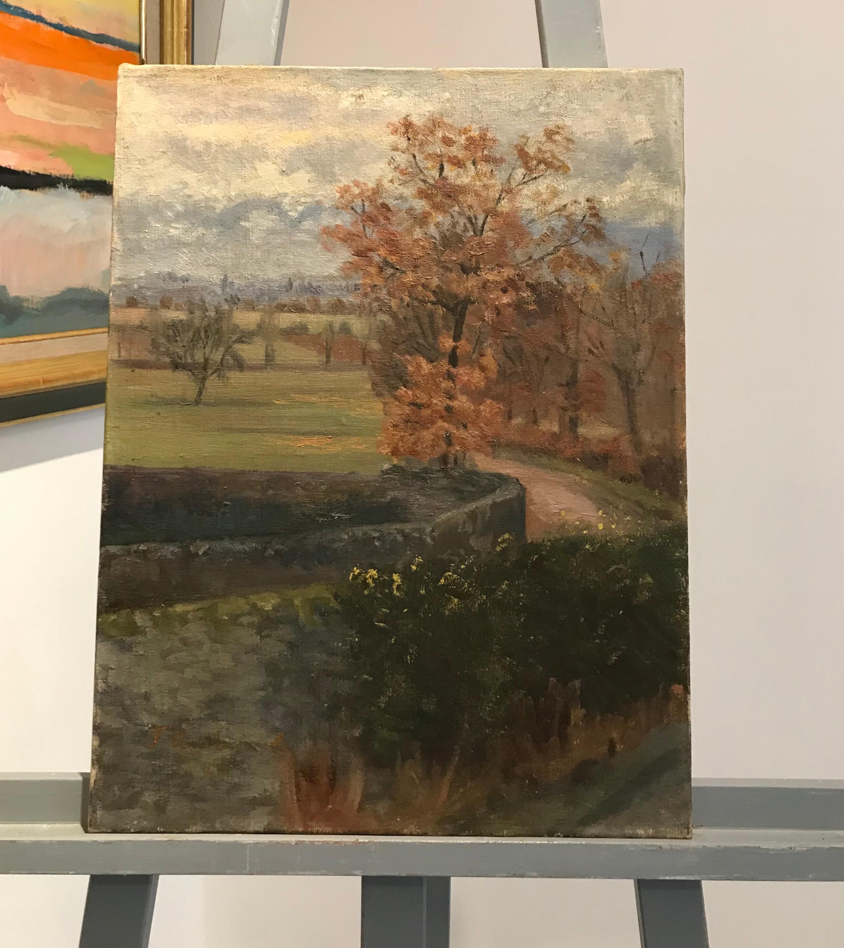 Paysage de campagne à Troinex, Genève - Country landscape in Troinex, Geneva - Painting by Fanny Archinard