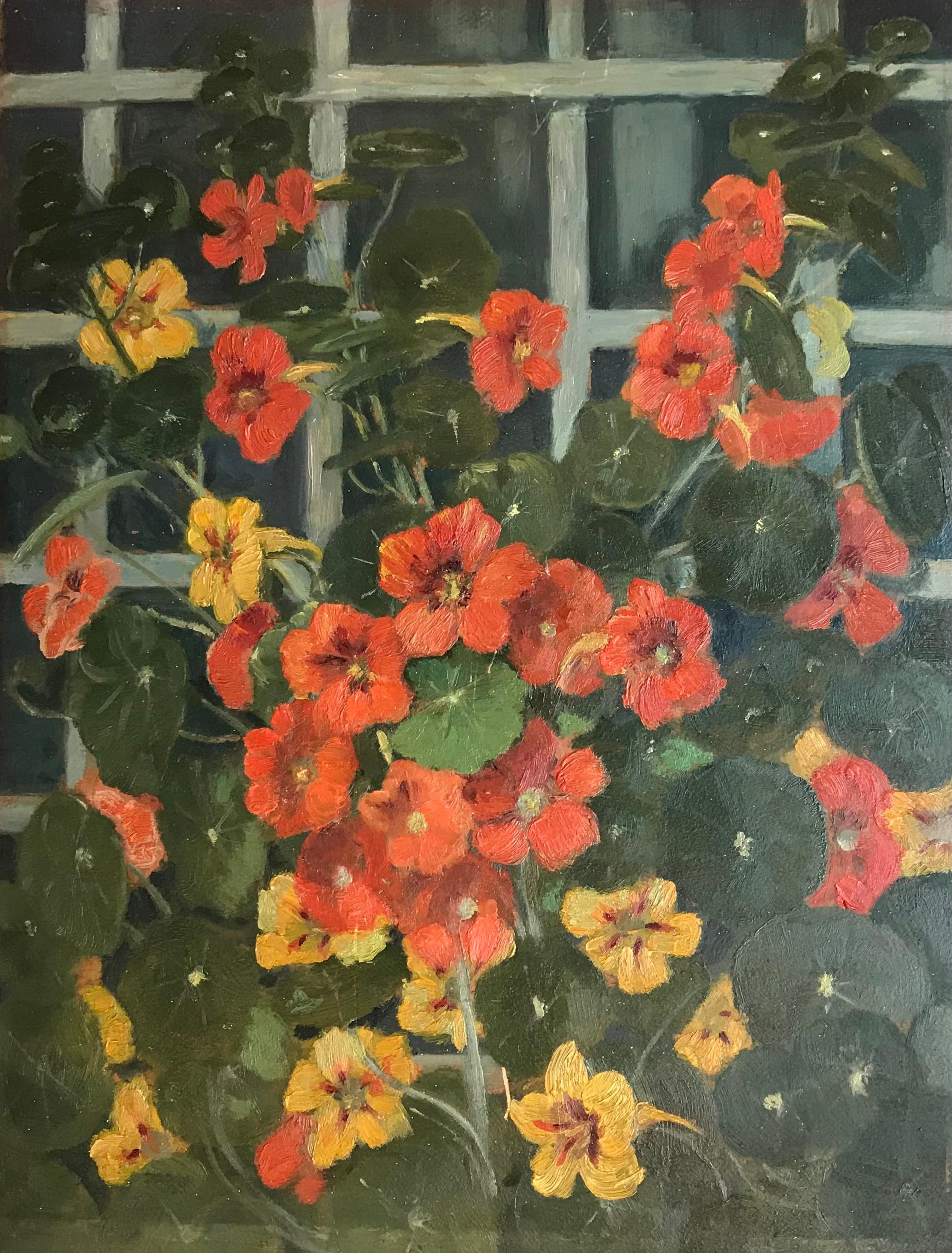 William Victor Aubert Still-Life Painting - Bouquet of nasturtiums