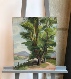 "Bordo dell'Arve" di Jean Ferdinand Chomel - Olio su cartone