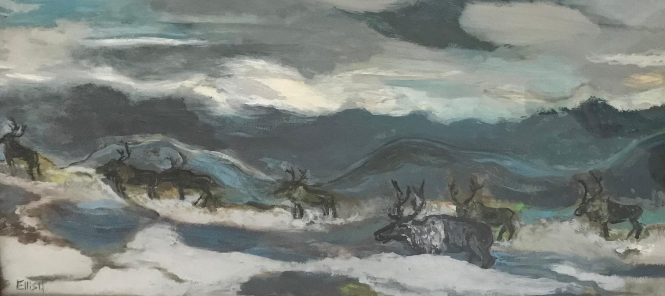 Ellisif HOLY-BJÖRSET Animal Painting - Reindeer in the snow