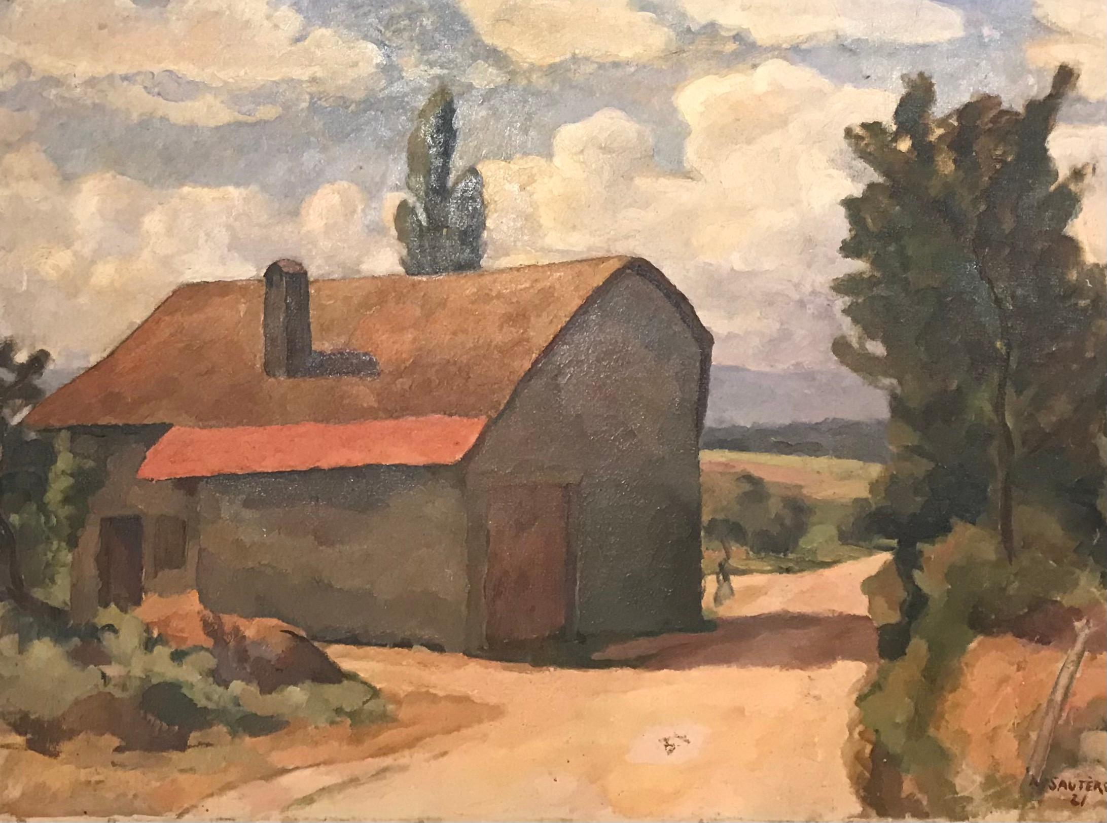 Albert Sautère Landscape Painting - Corps de ferme - Farmhouse
