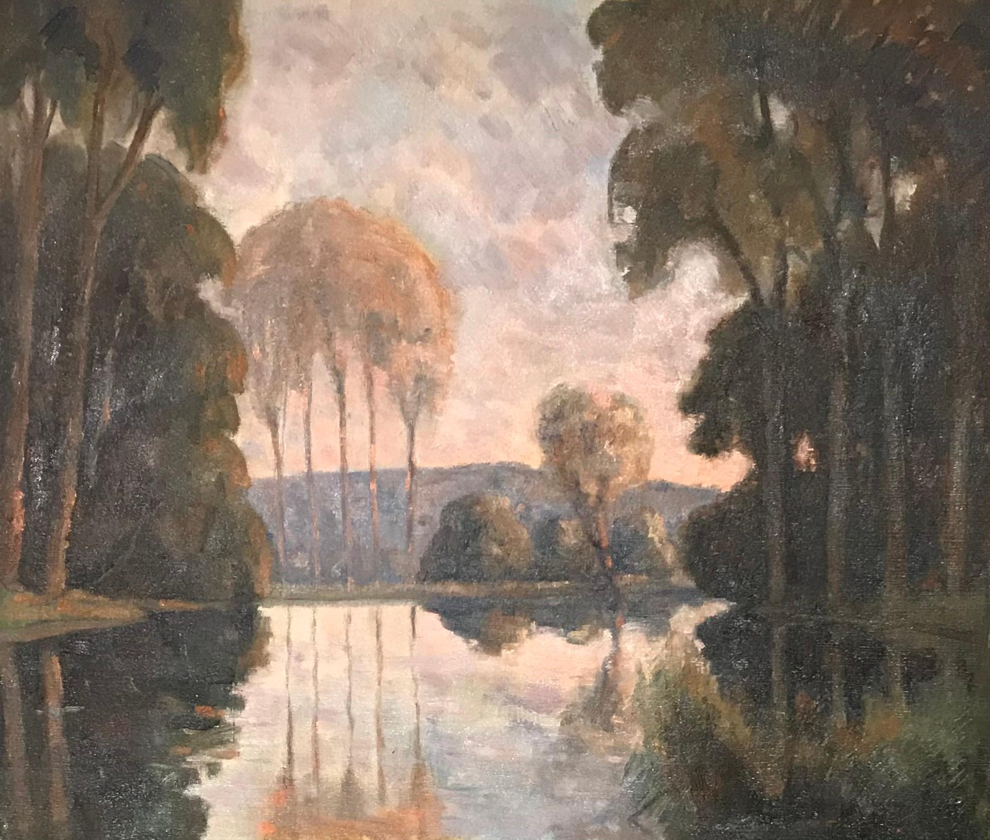 Adolphe DE SIEBENTHAL Landscape Painting - Paysage lacustre - Lake landscape