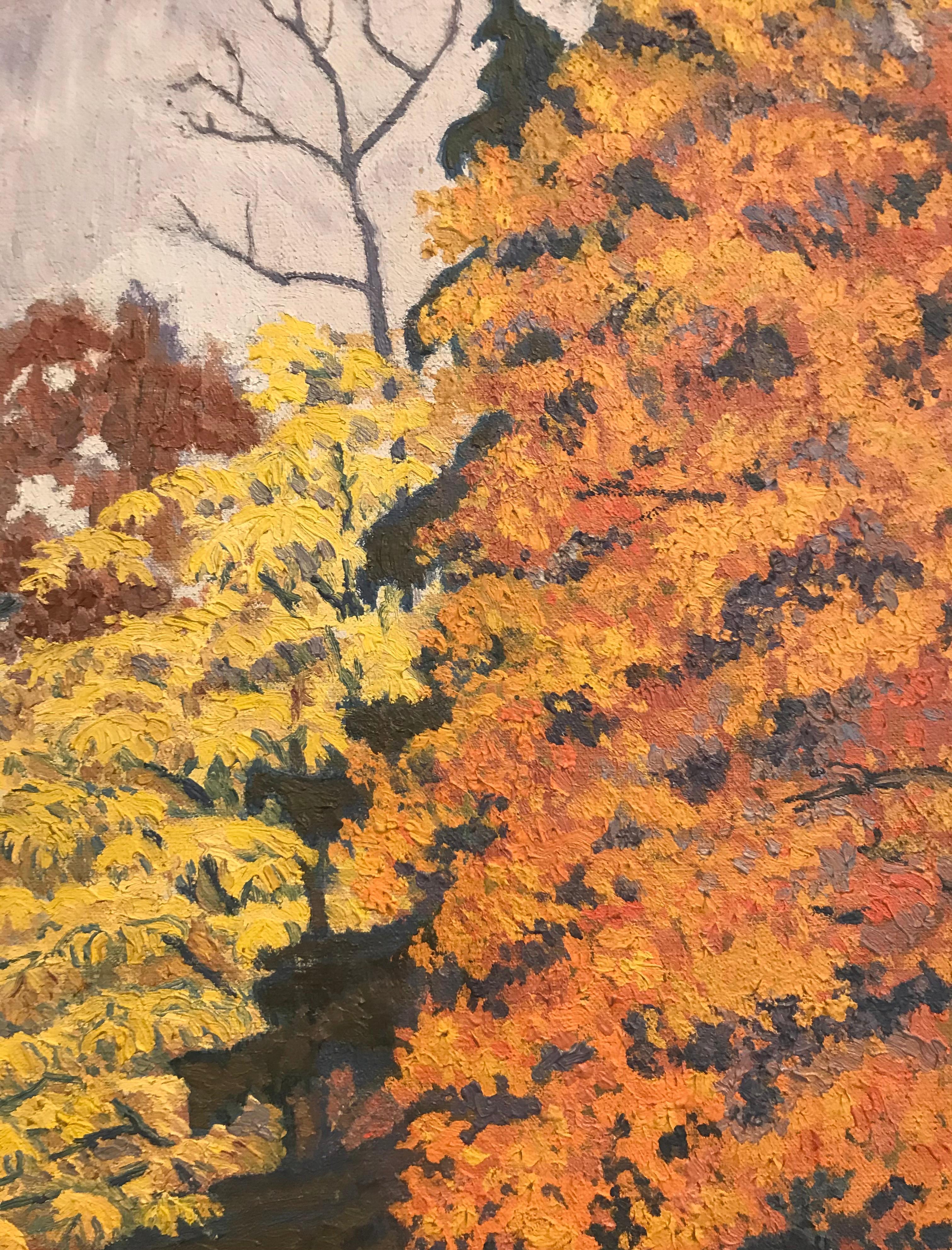 Autumn trees - Modern Painting by Adolphe DE SIEBENTHAL