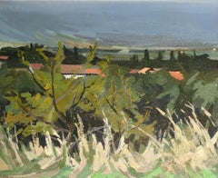 Path through fields by Aymar - Oil on canvas 38x60 cm