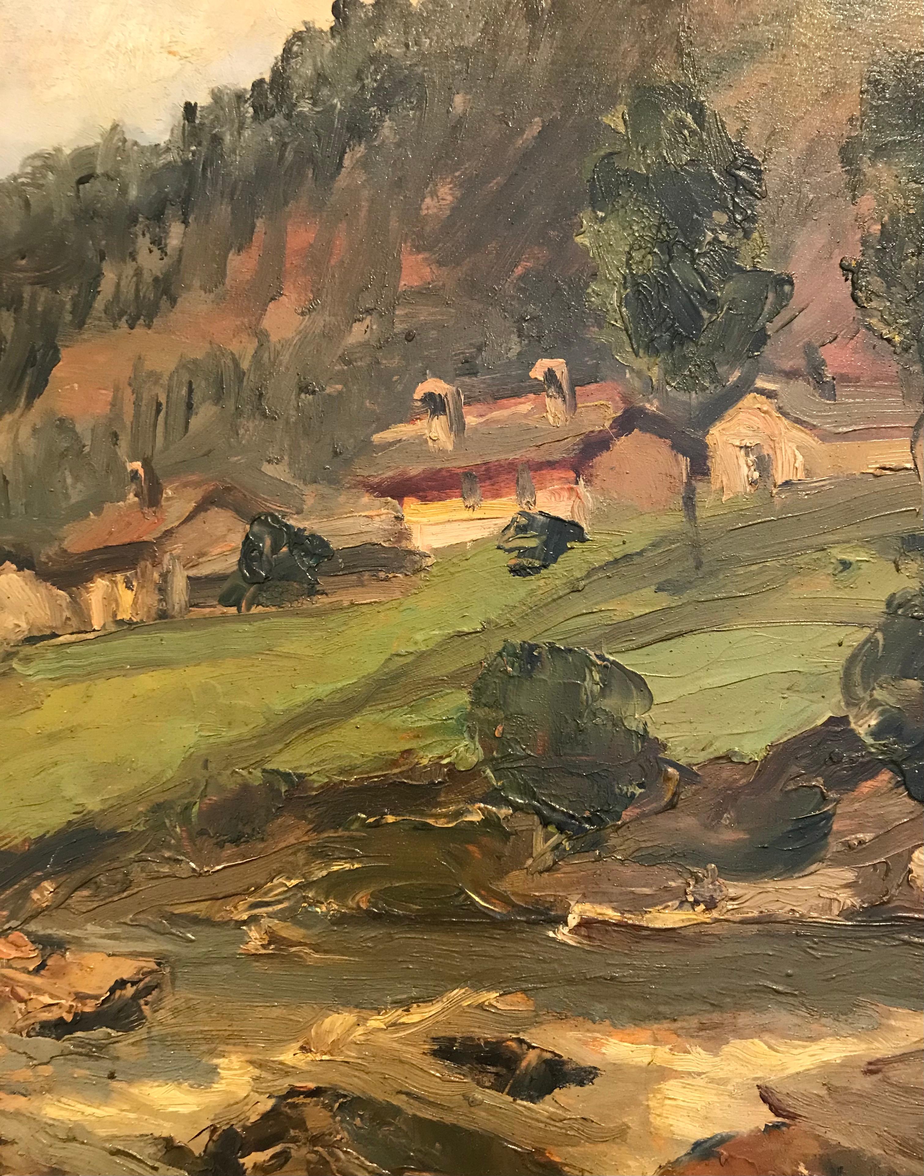 „Valley by the river“ von Giuseppe Bosio – Öl auf Holz im Angebot 3