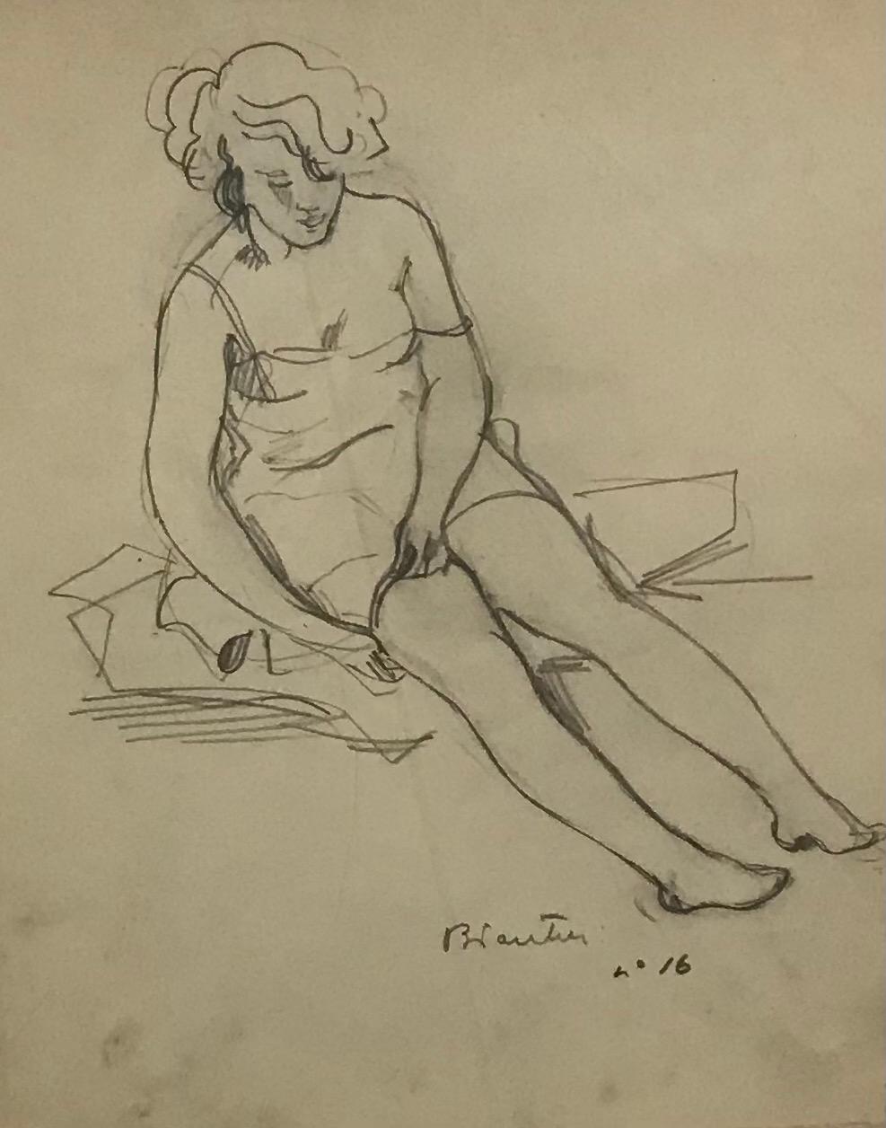 Benjamin II Vautier Portrait - Young woman sitting undressing