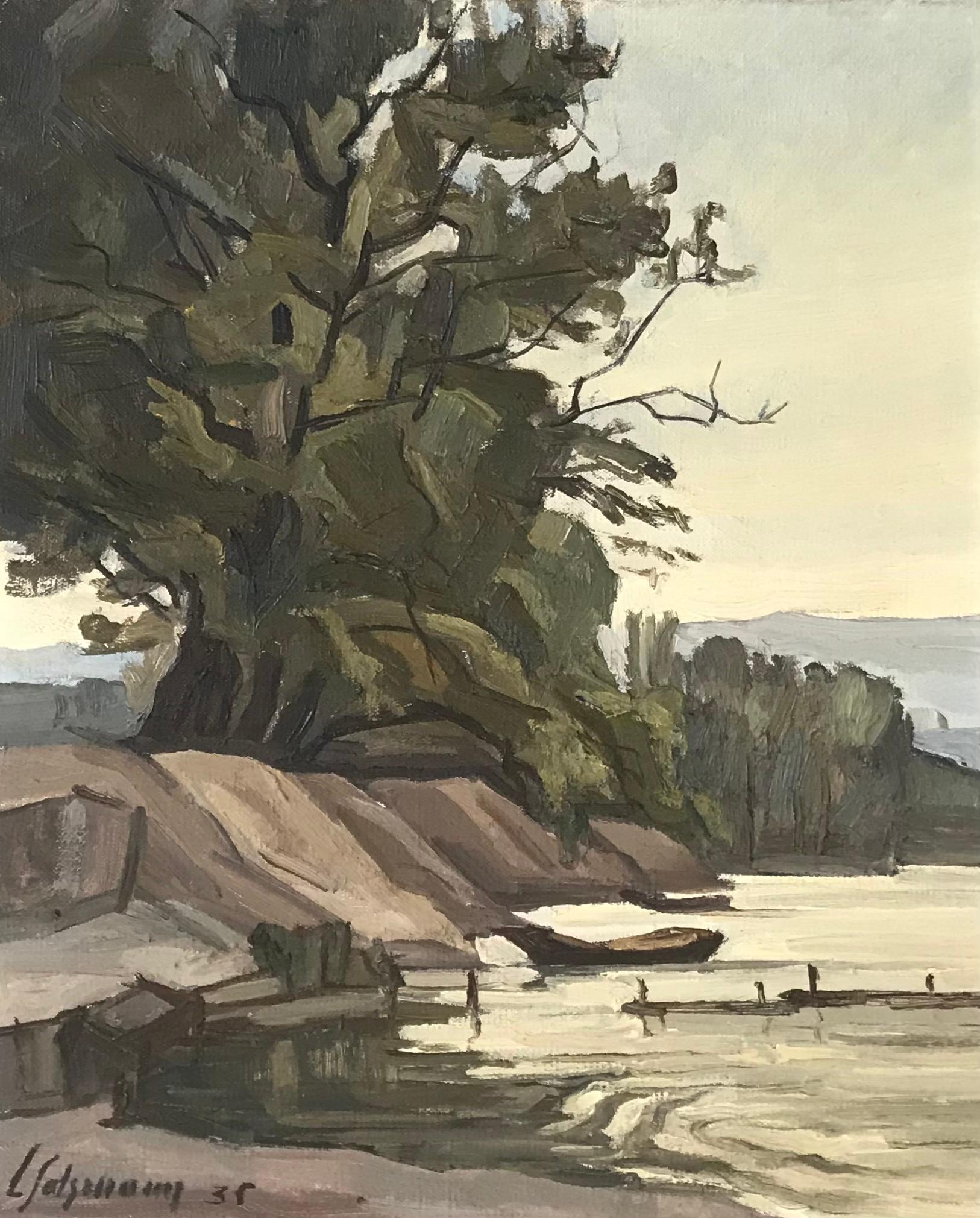 Louis Henri Salzmann Landscape Painting - Lake landscape