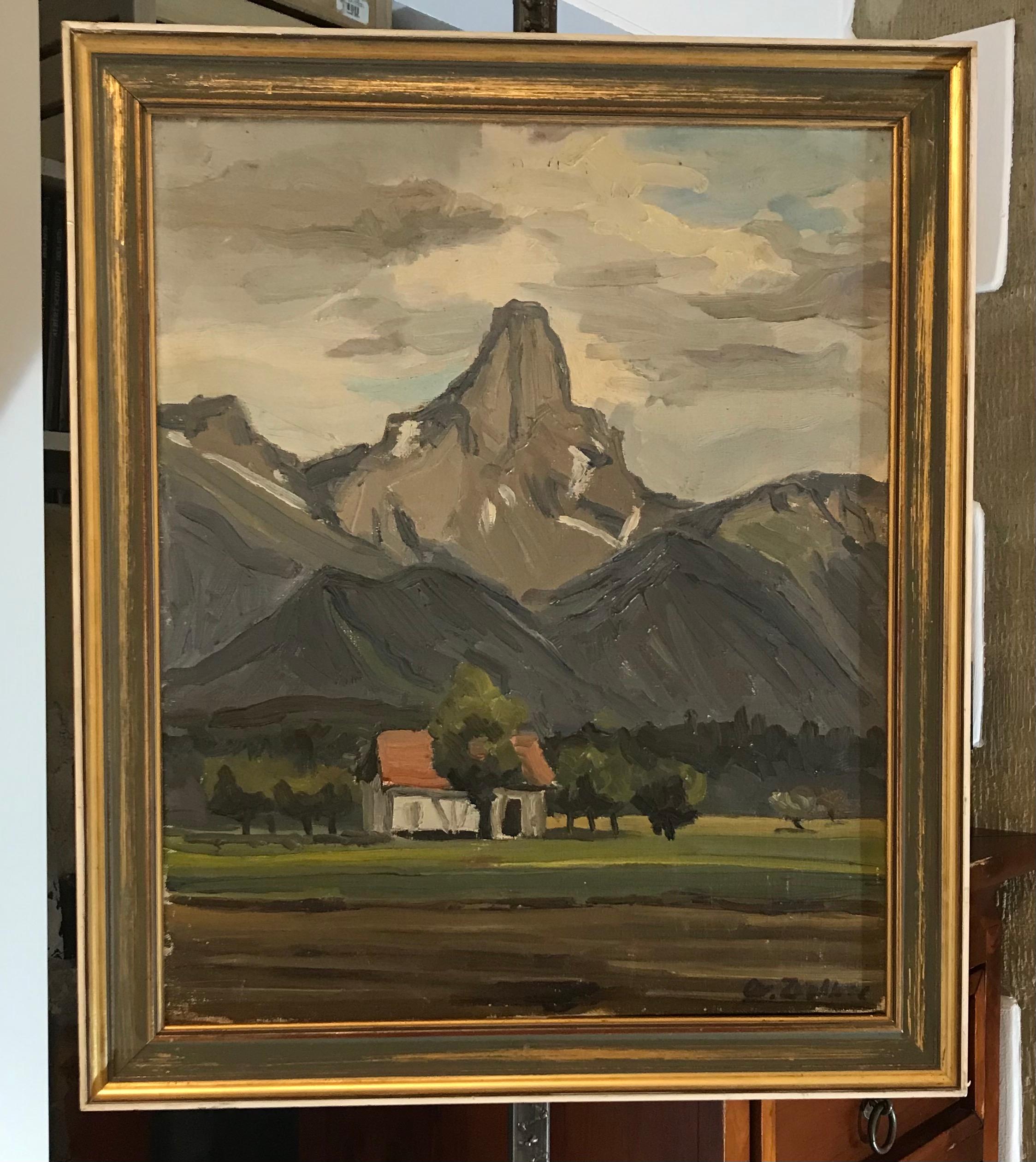 Mountains by Charles de Ziegler - Oil on canvas - Painting by Charles De Ziegler