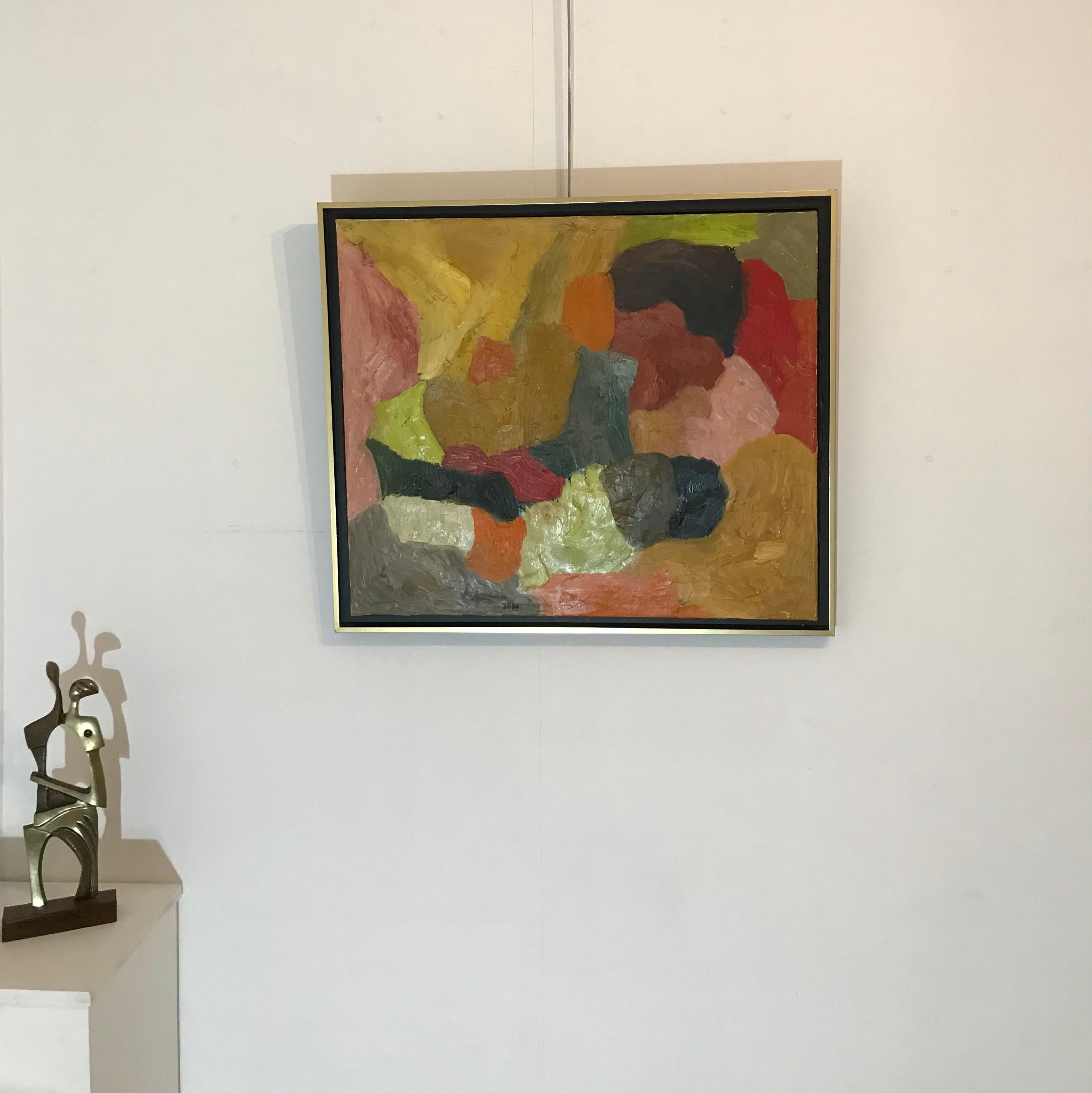 Komposition Abstrait von Franz Stirnimann – Öl auf Leinwand im Angebot 1