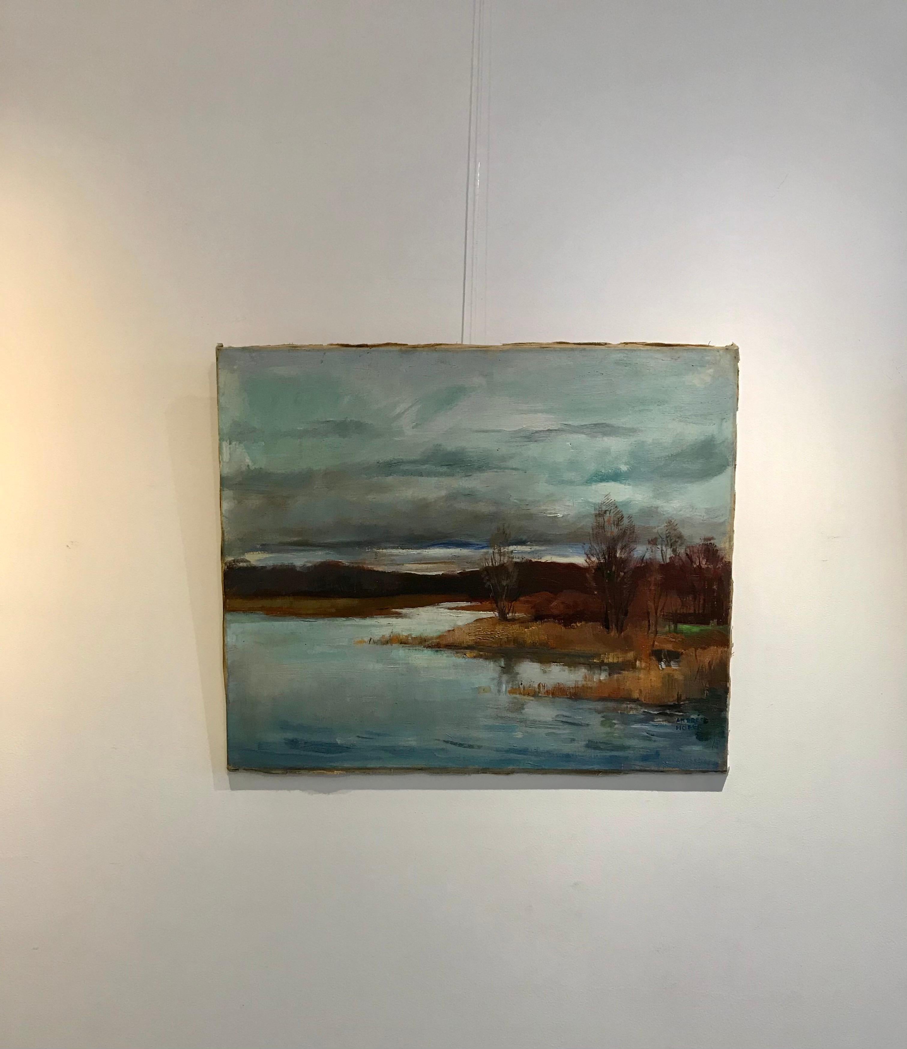 Paludi di André Hofer - Olio su tela 54x65 cm in vendita 1