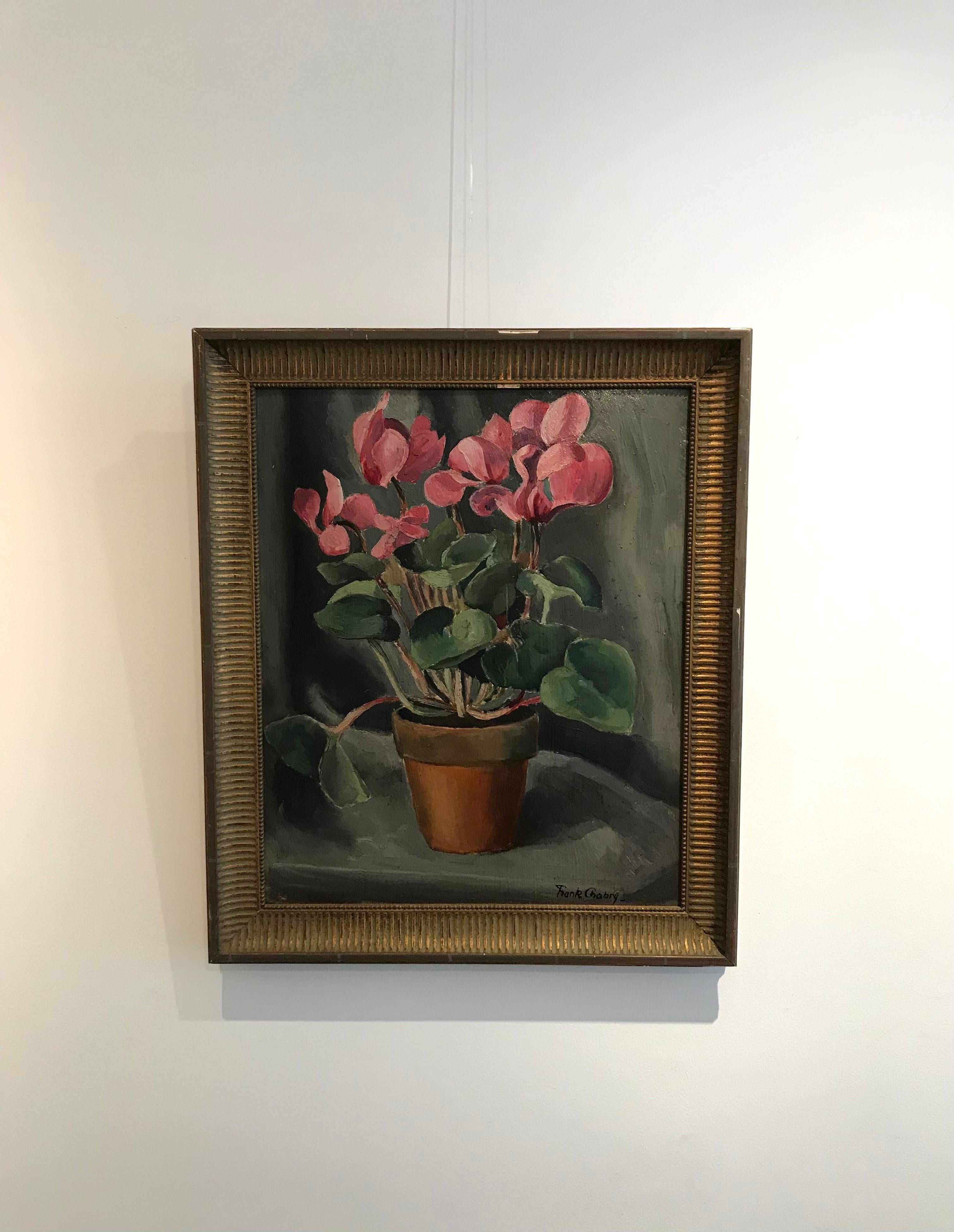 Potted flowers - Painting by Frank Chabry