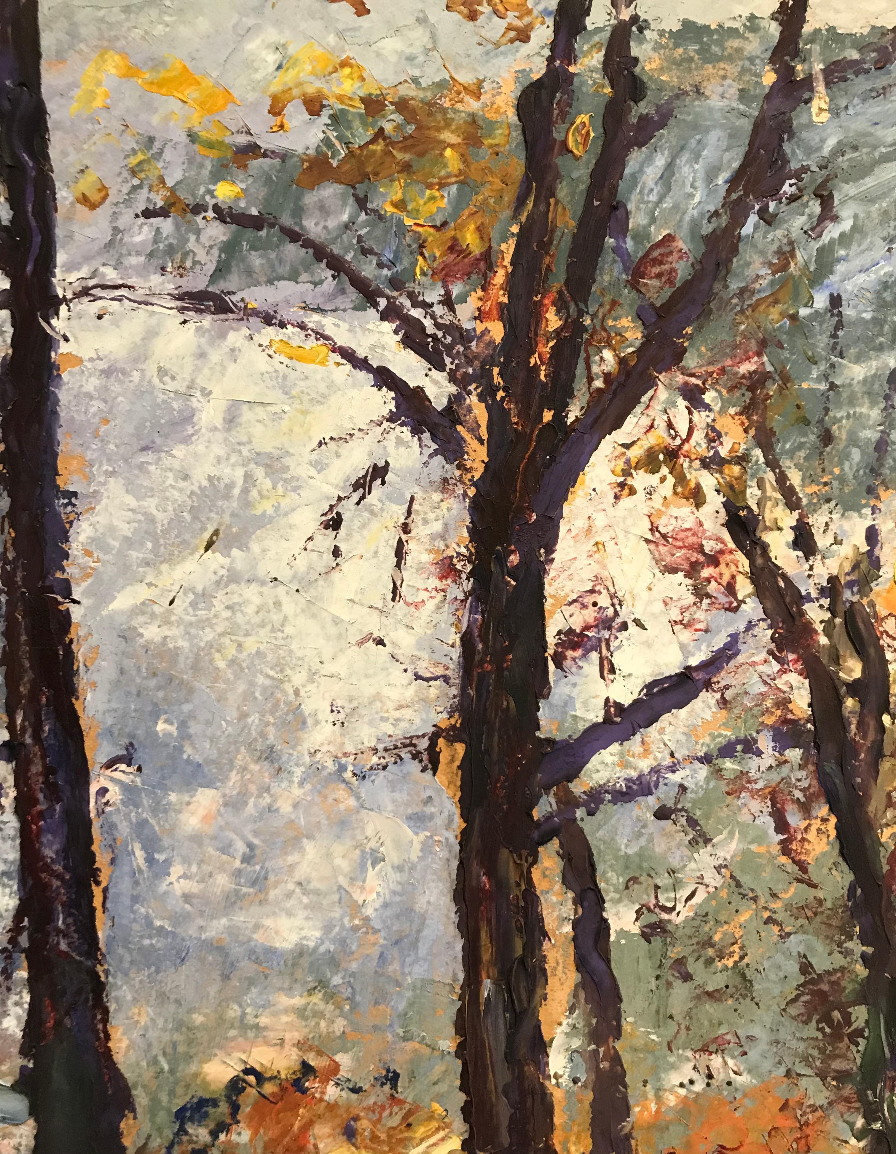 View of an autumn landscape - Expressionist Painting by Max Theynet