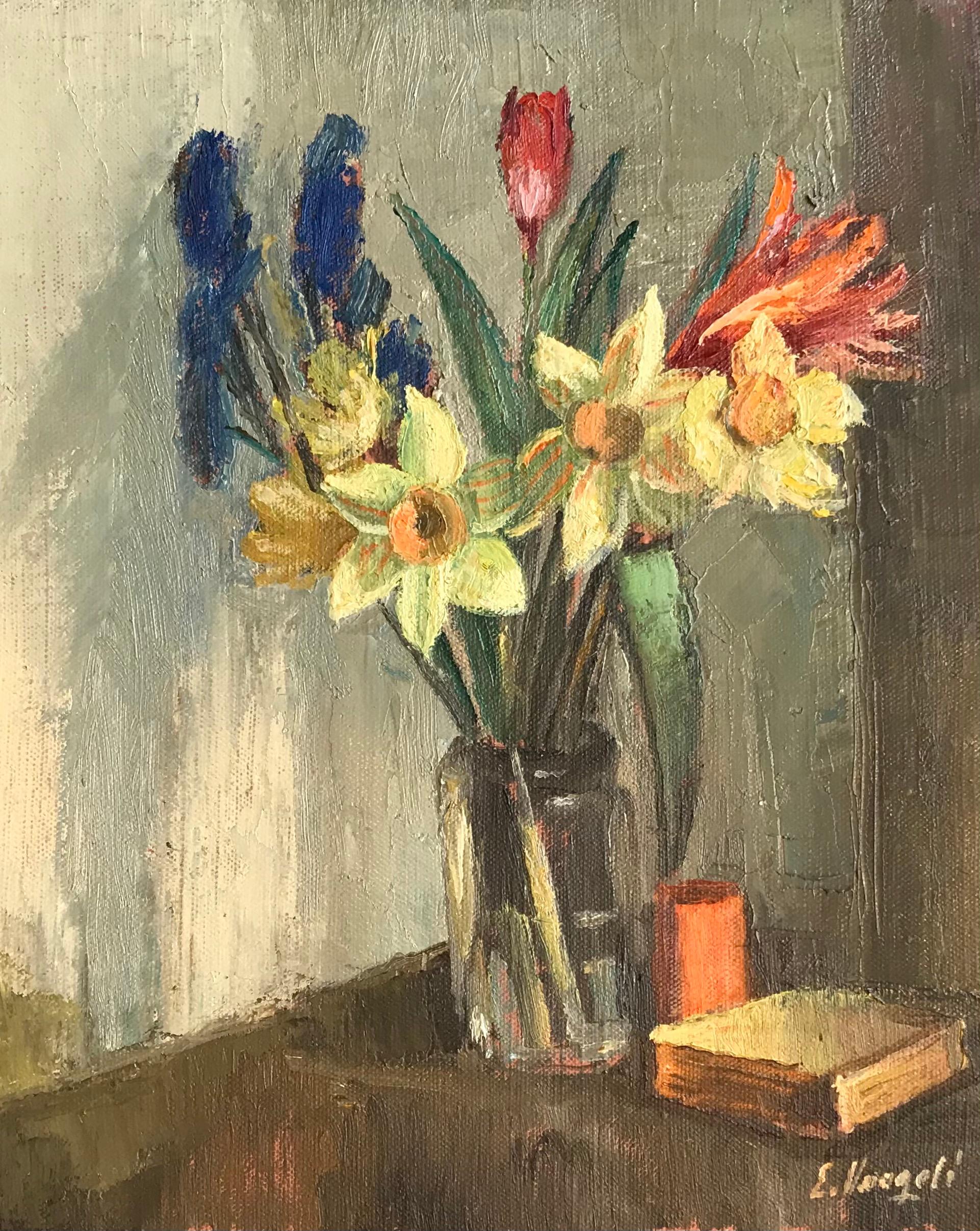 Ernest Voegeli Still-Life Painting - Bouquet in a glass jar