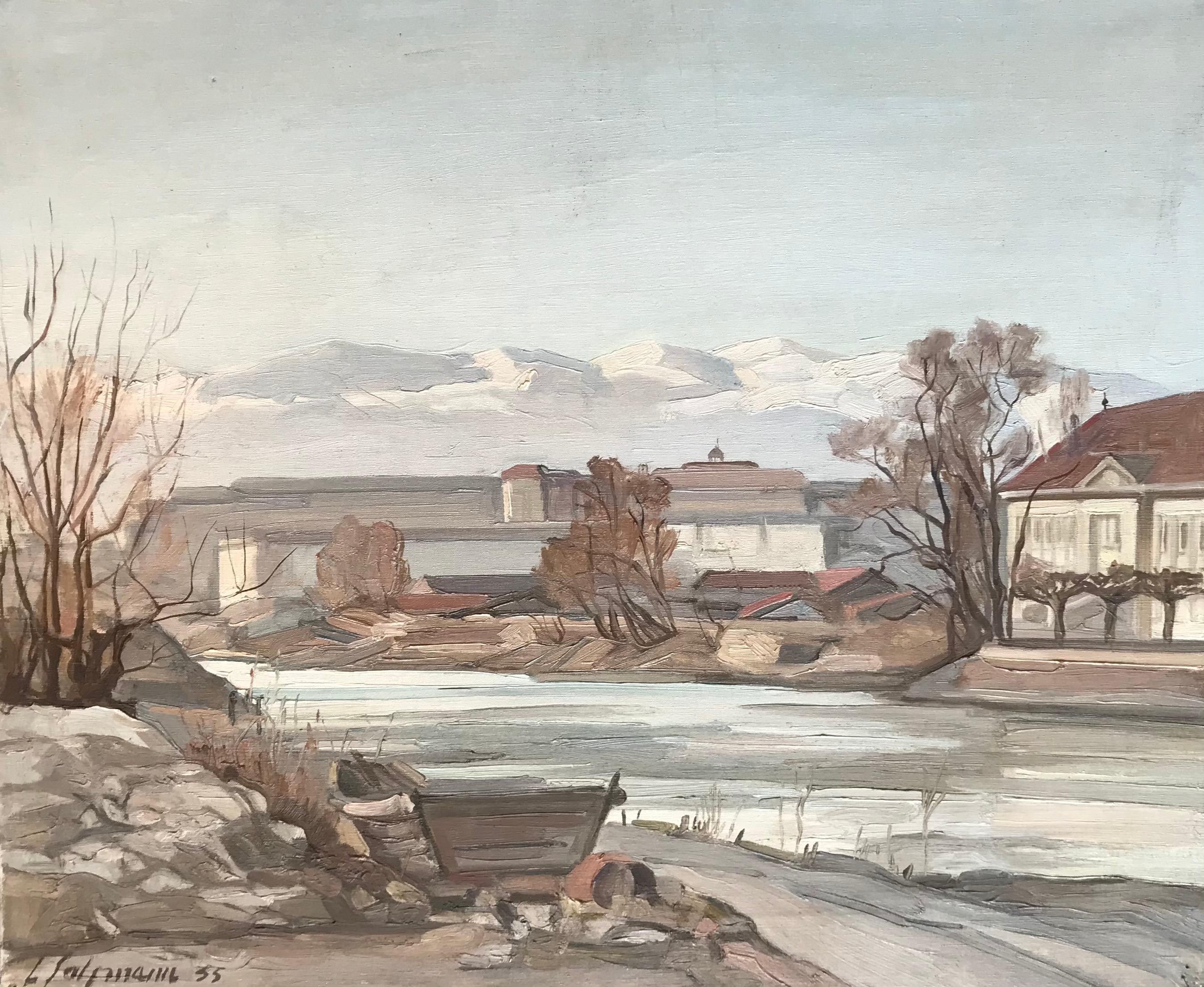 Louis Henri Salzmann Landscape Painting - Riverside
