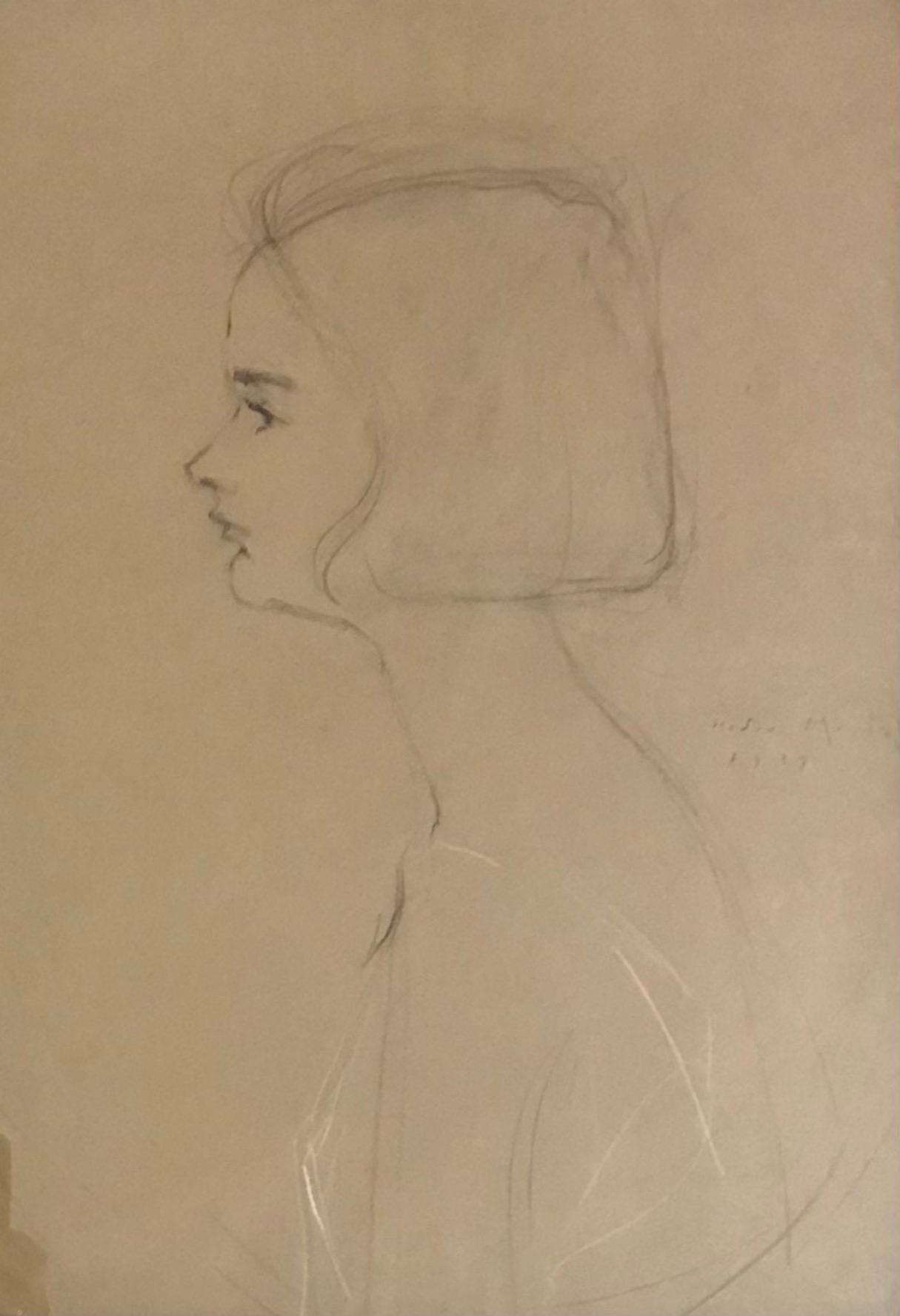 Portrait of young girl - Art by Henry Meylan
