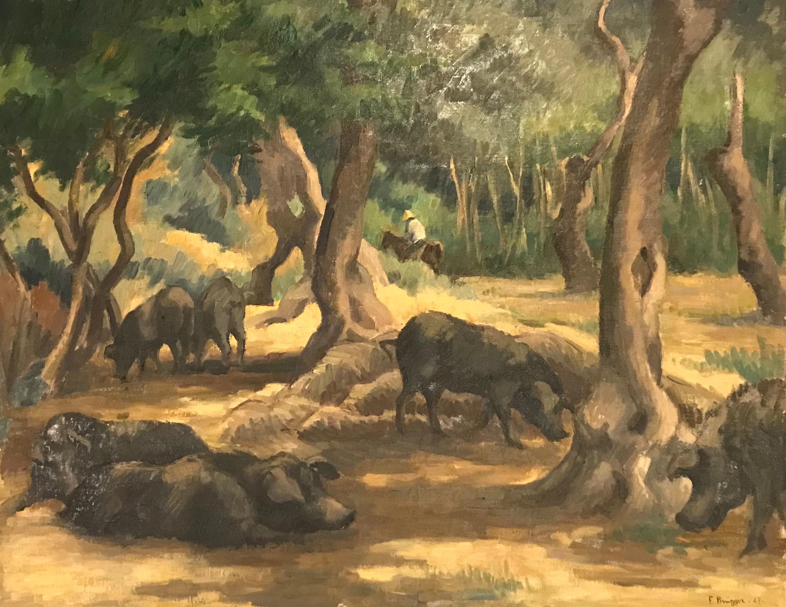 Fanny Brügger Animal Painting - Boars