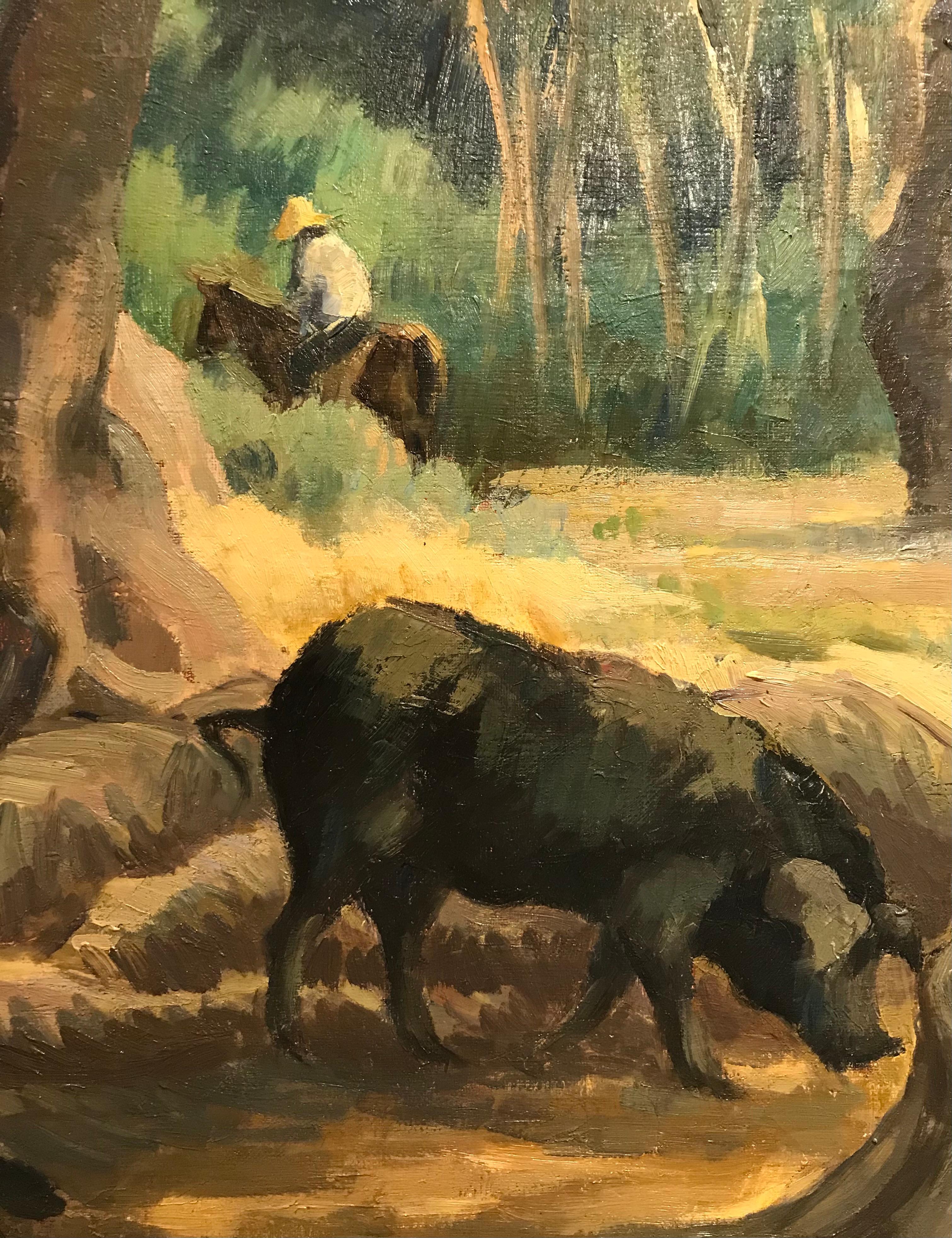 Boars - Brown Animal Painting by Fanny Brügger