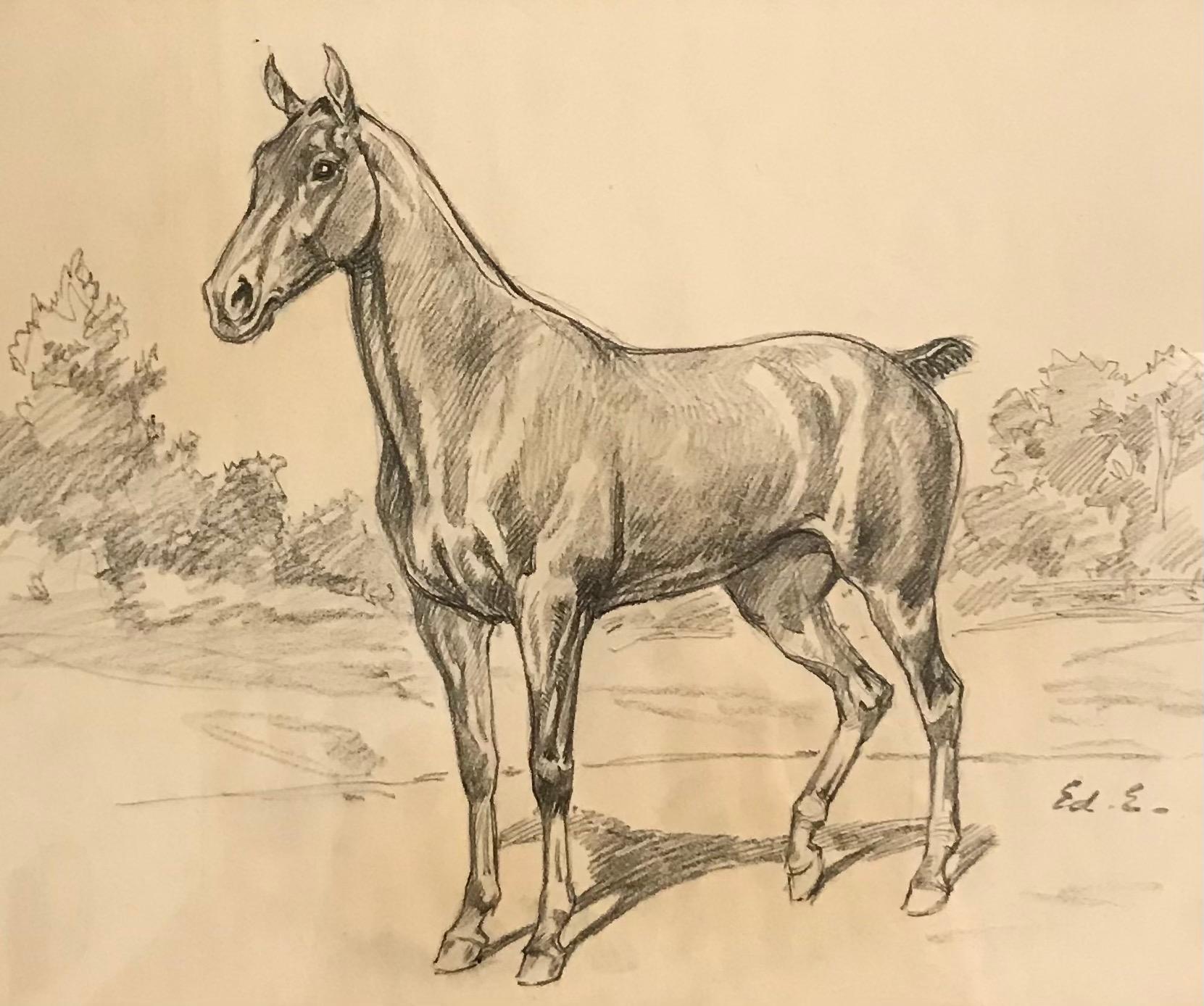 Edouard Elzingre Animal Art - Cheval - Horse
