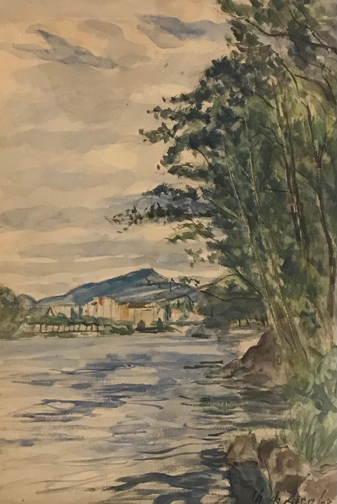 Charles De Ziegler Landscape Painting - Along the river