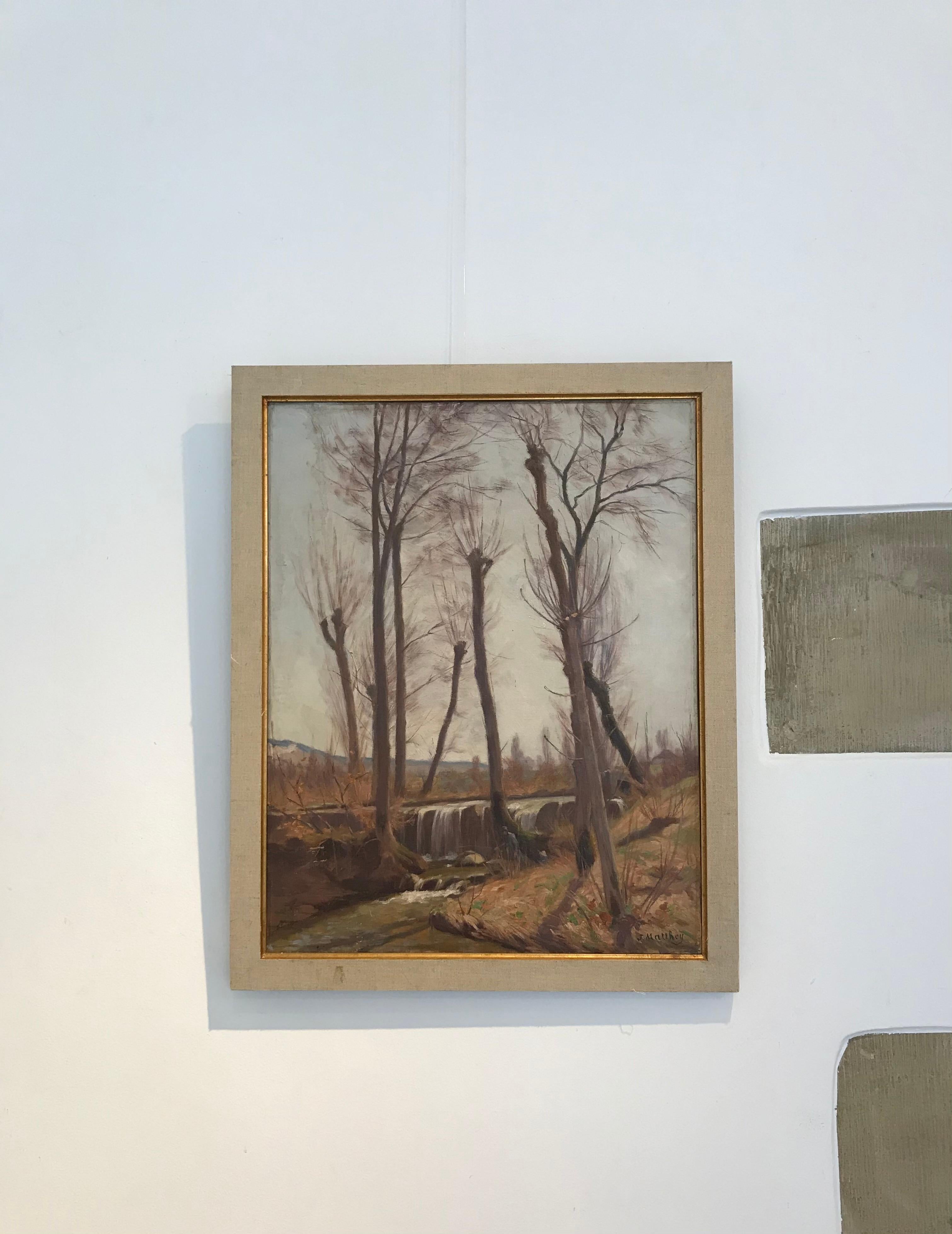 The Drize in spring, Troinex Geneva - Painting by Jules Matthey