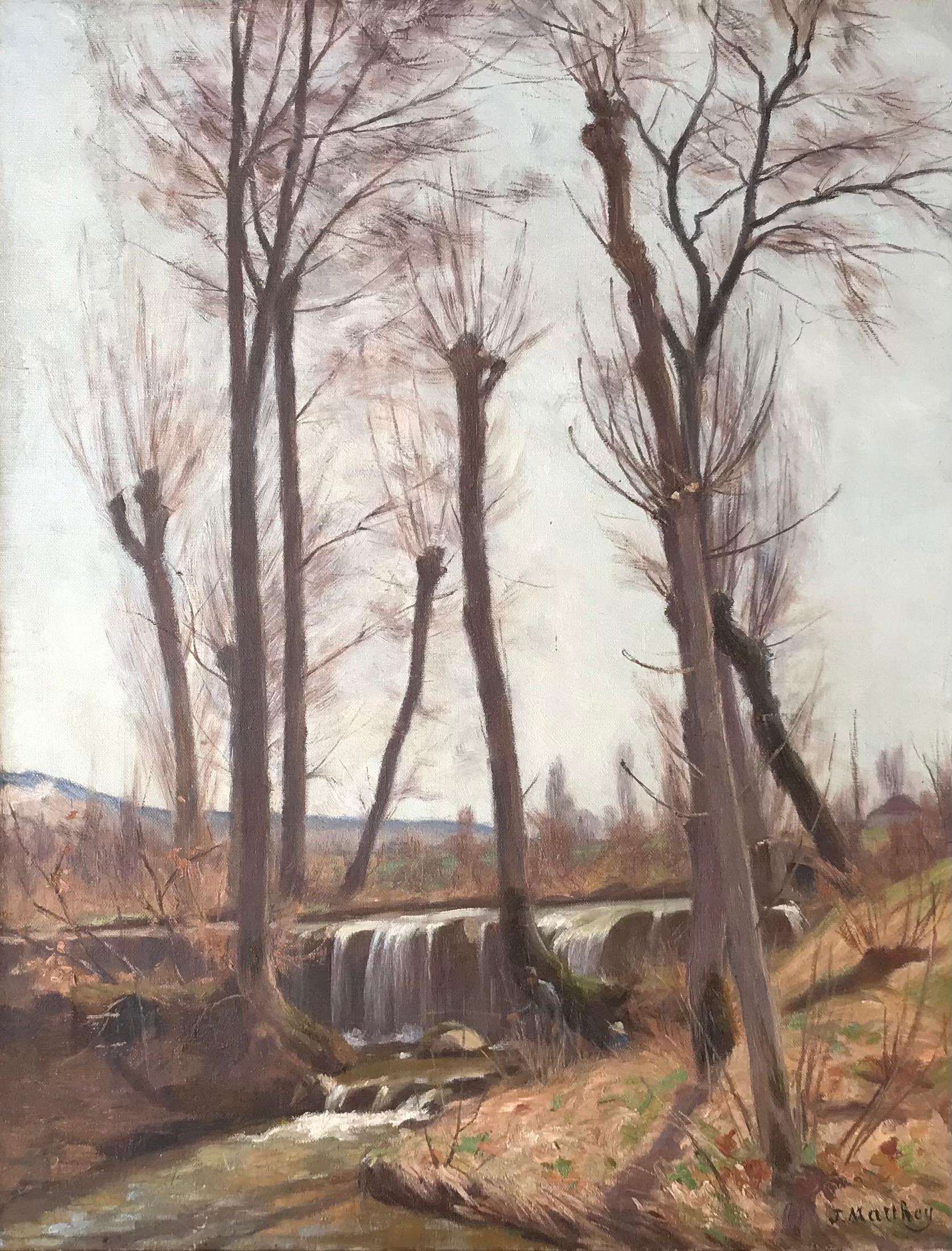 Jules Matthey Landscape Painting - The Drize in spring, Troinex Geneva