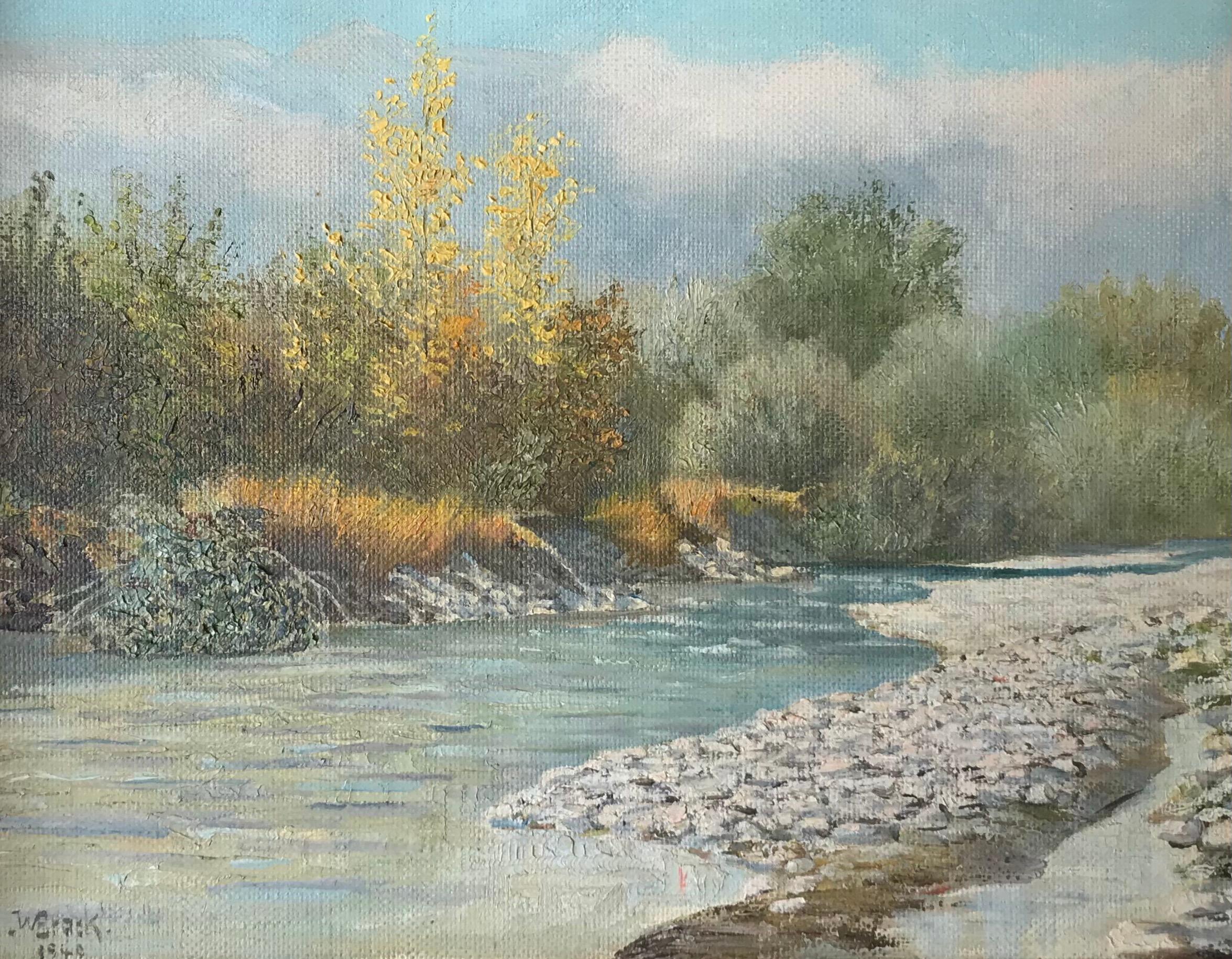 River bank by William Paul Brack - Oil on canvas 27x35 cm