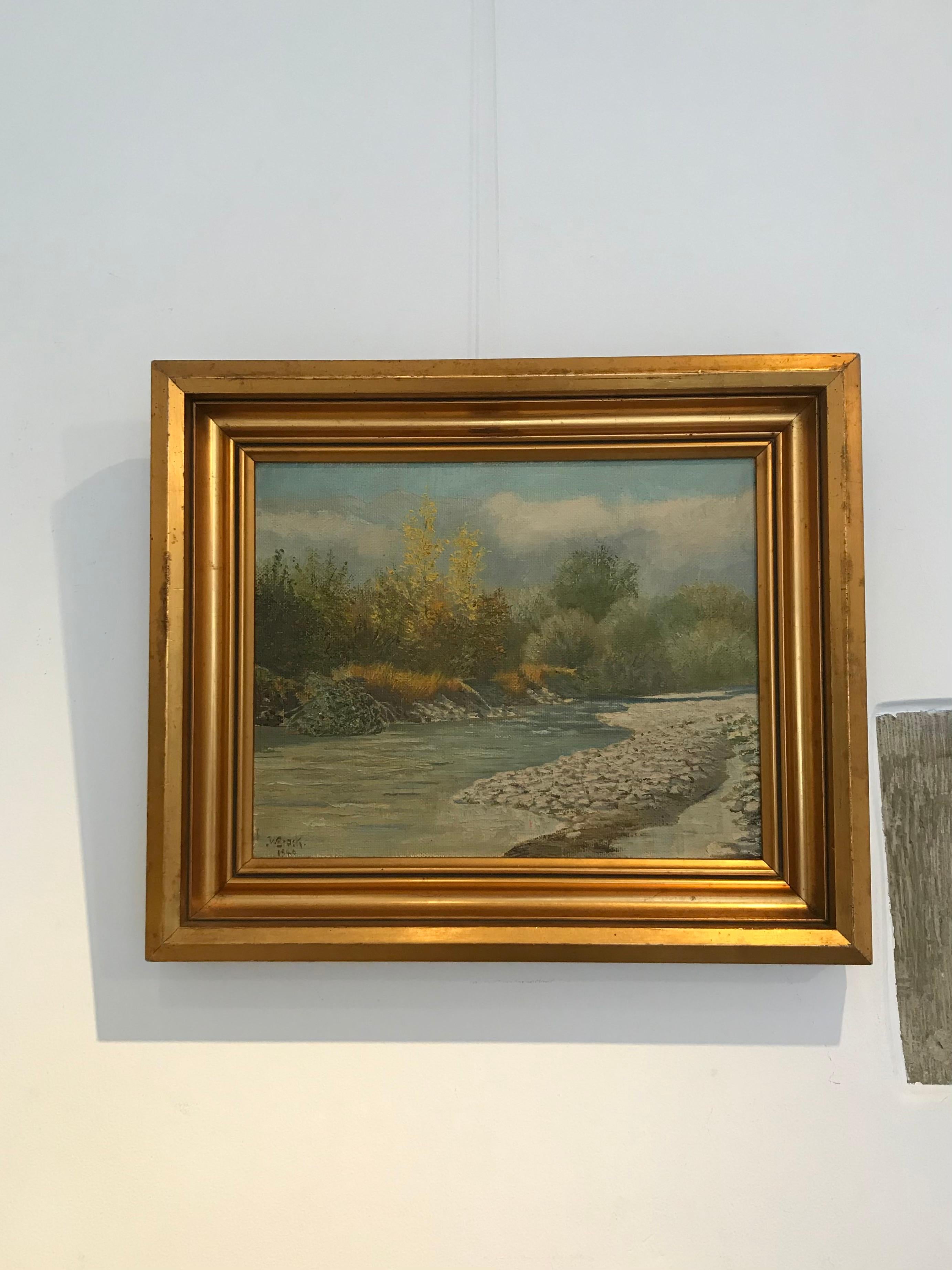 Orilla del río de William Paul Brack - Óleo sobre lienzo 27x35 cm en venta 1
